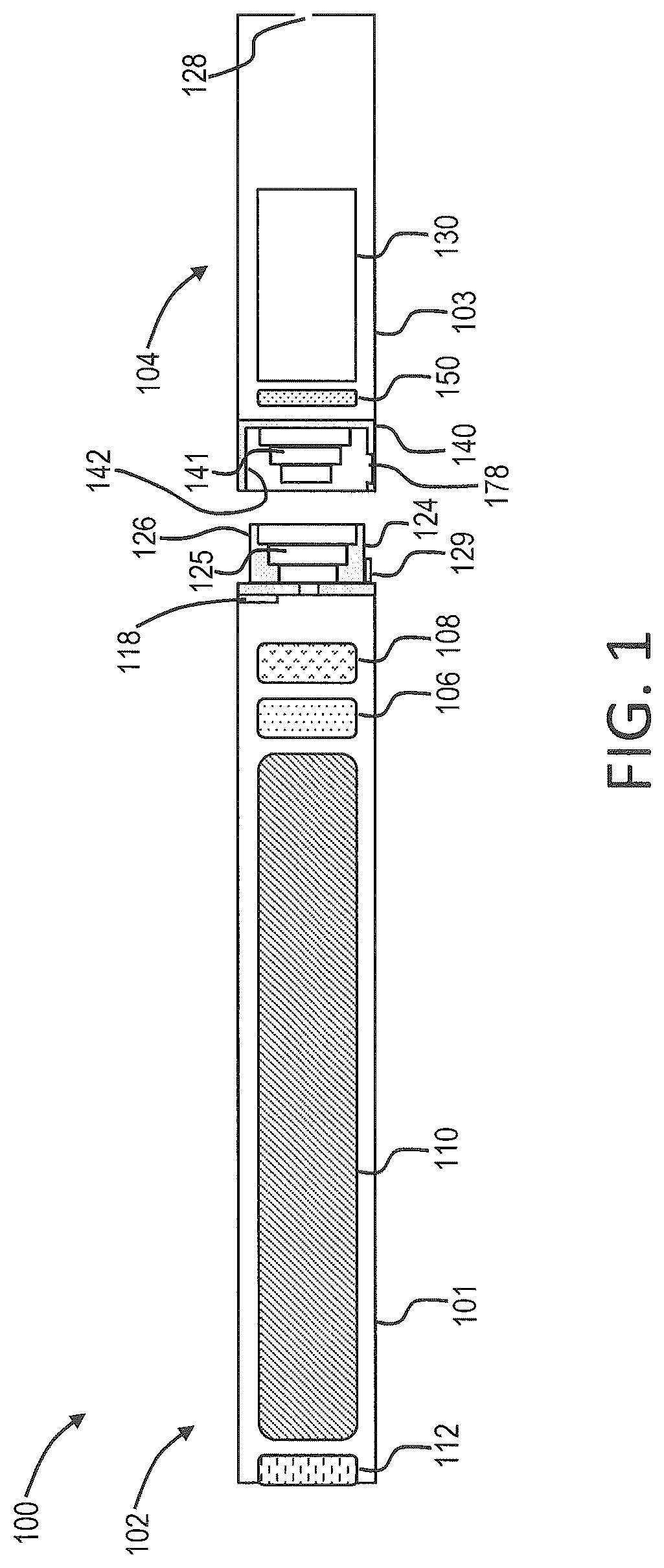 Patent US12318535 — Aerosol delivery device with microfluidic delivery component — Figure 1