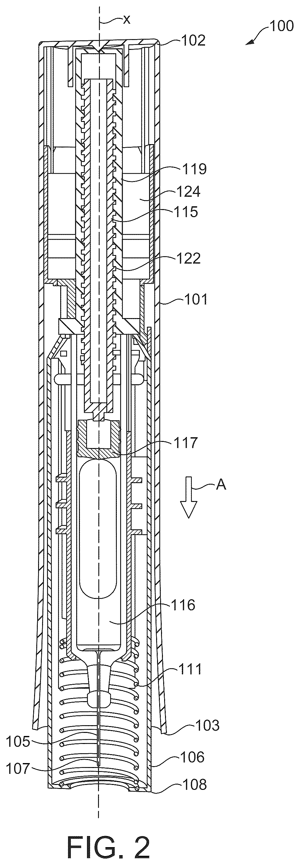 Patent US12318582 Figure 2 – Medicament delivery device