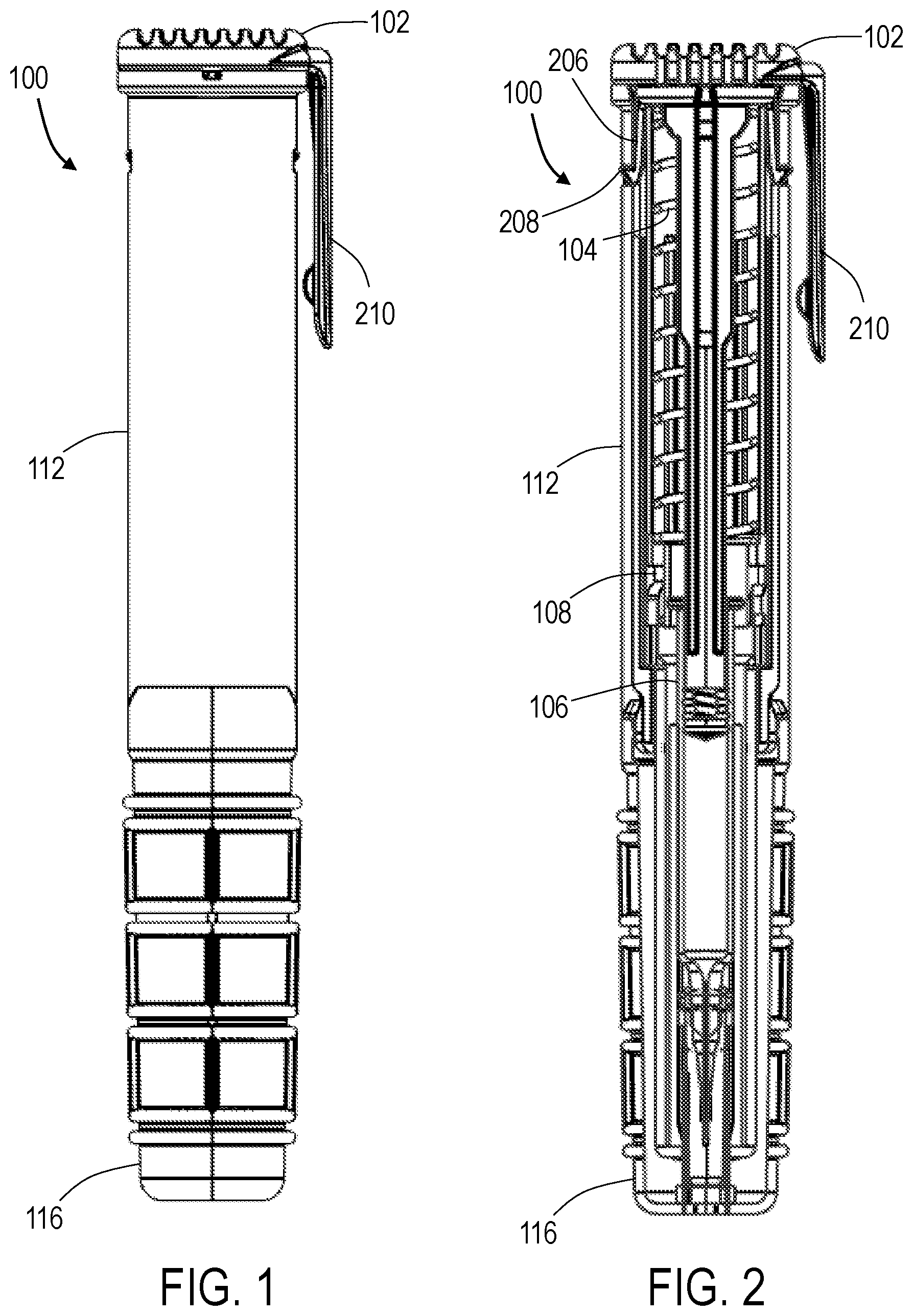 Patent US12318595 Figure 1 – Apparatuses and methods for injecting medicaments