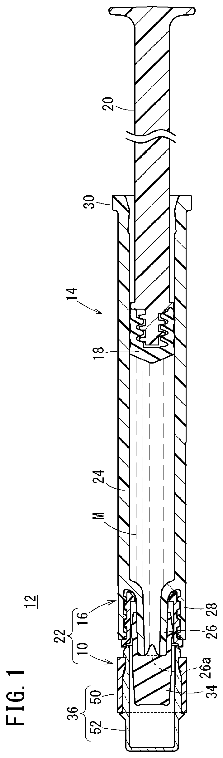 Patent US12318596 — Syringe cap, syringe assembly, and pre-filled syringe — Figure 1