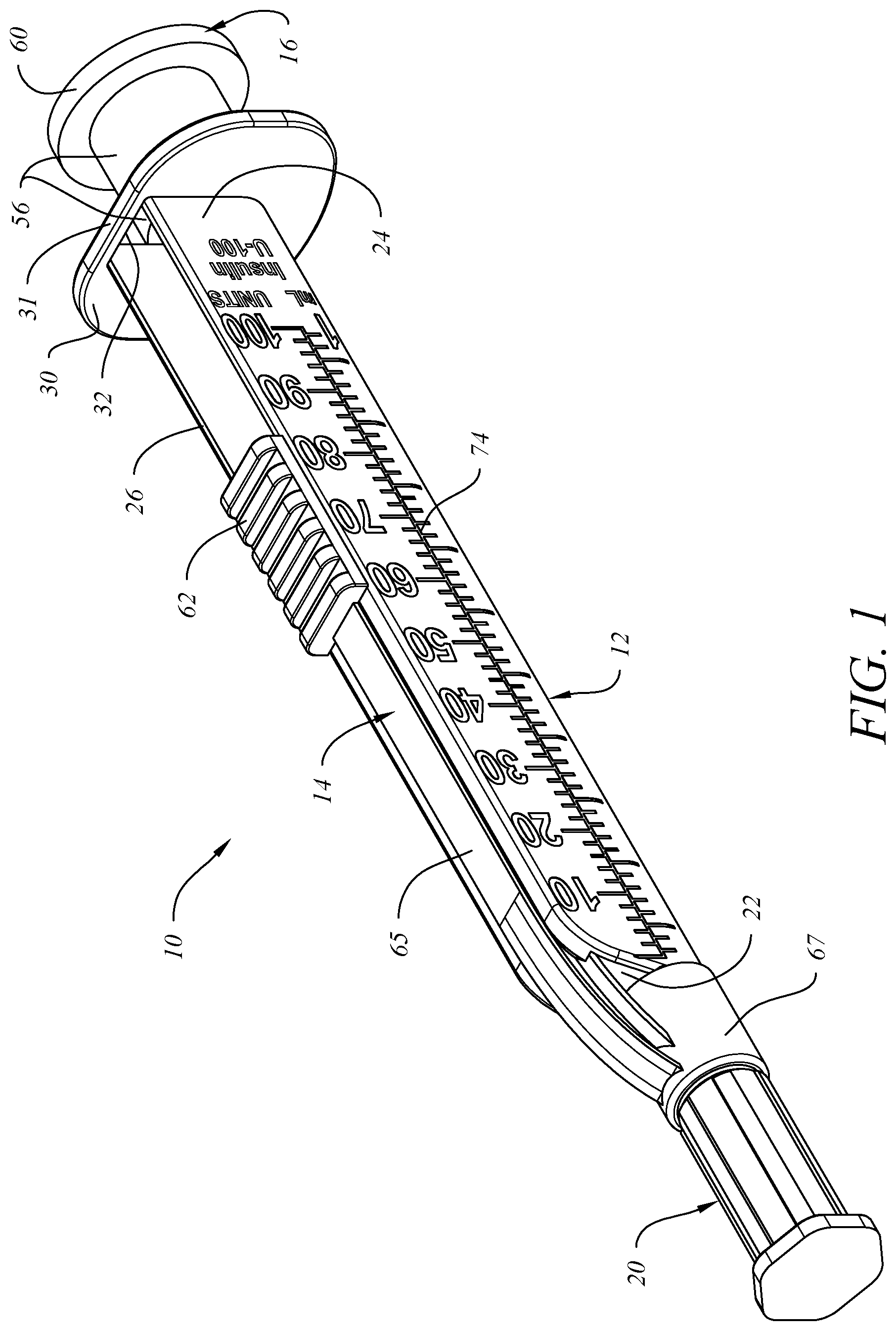 Patent US12318598 Figure 1 – Medical syringe