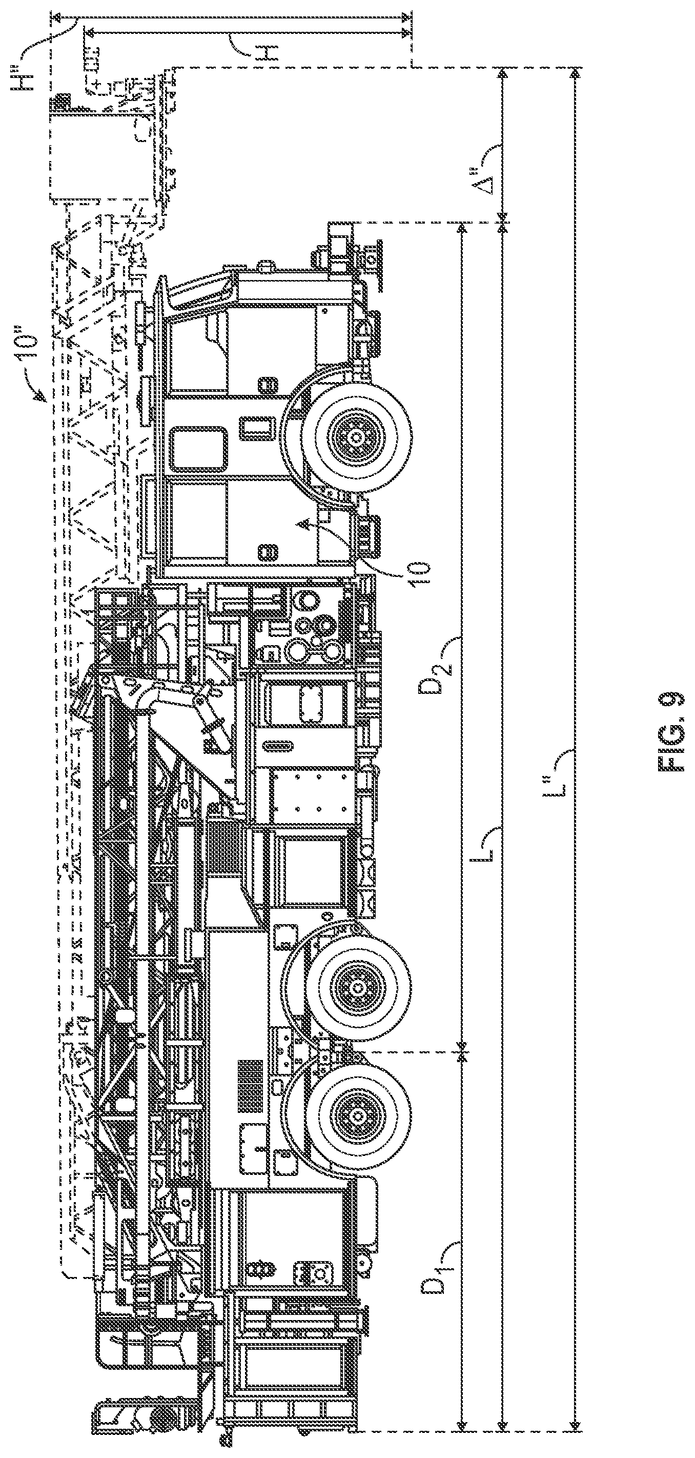 Patent US12318643 Figure 9 – Stability system for a fire apparatus