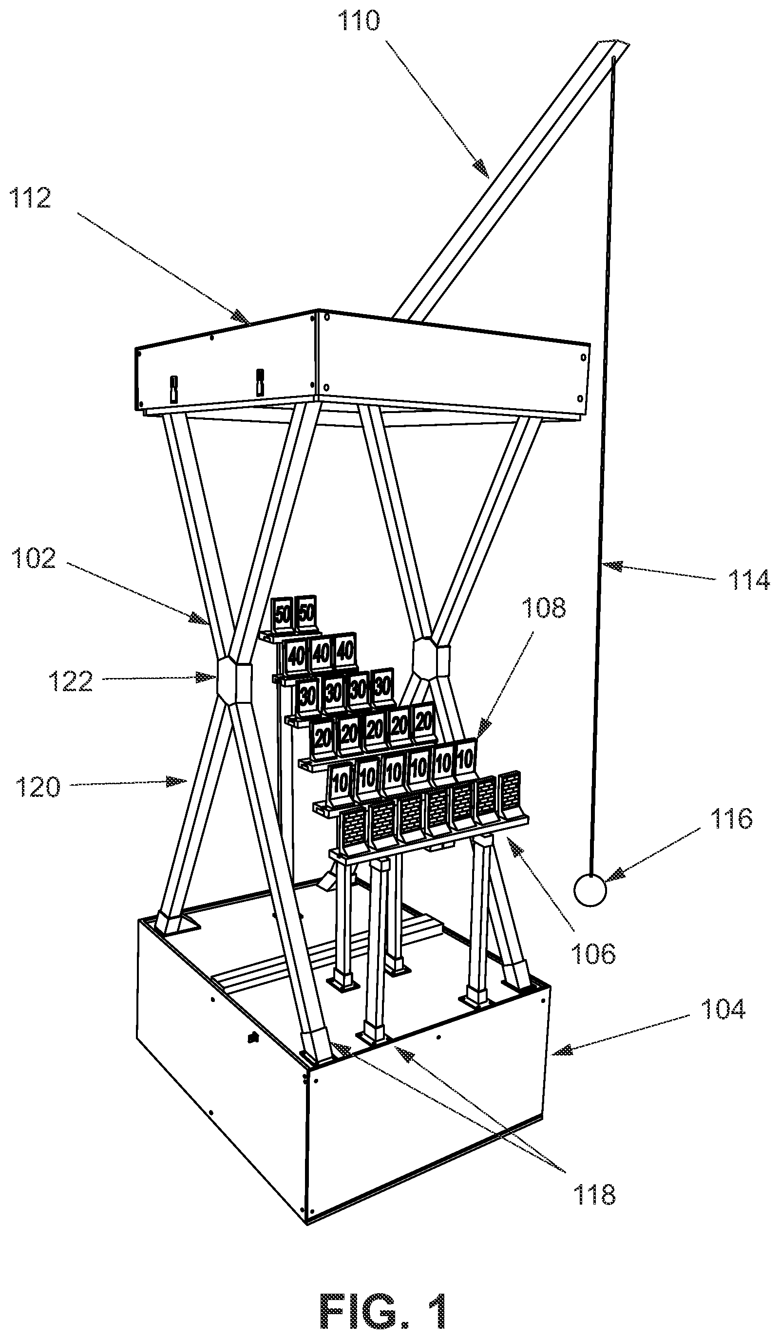 Patent US12318675 — Pendulum game apparatus — Figure 1