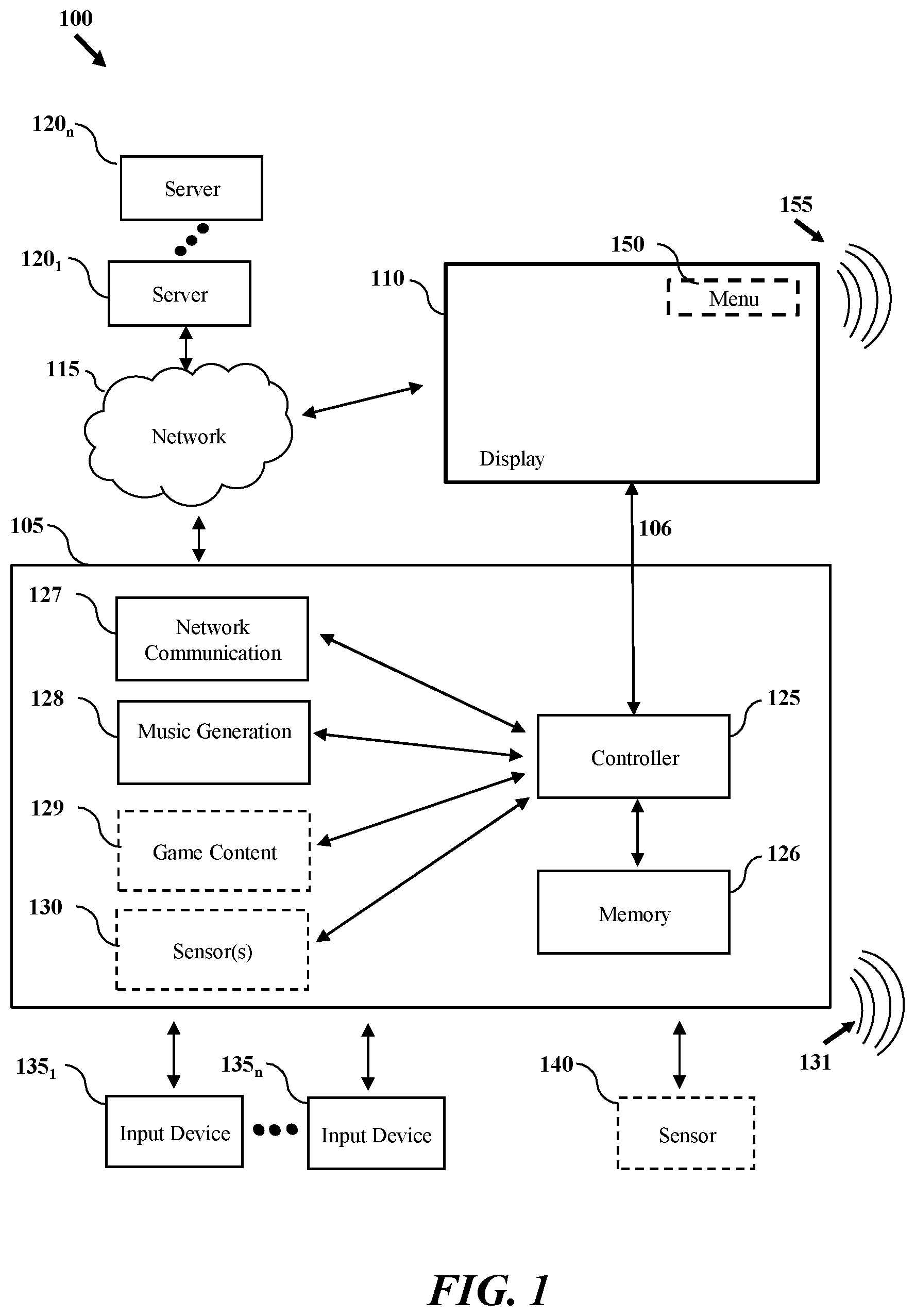 Patent US12318691 Figure 1 – User preference customized generation of gaming music
