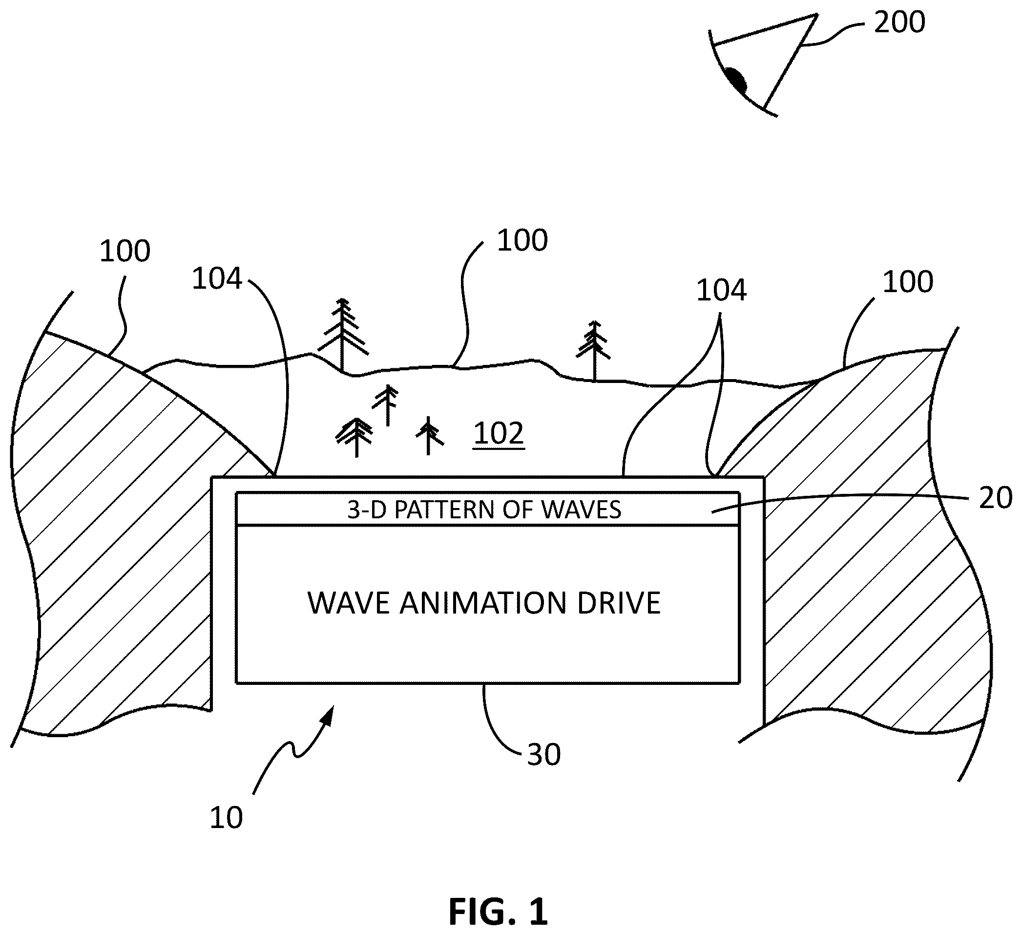 Patent US12318705 Figure 1 – System for modeling animated artificial water surfaces