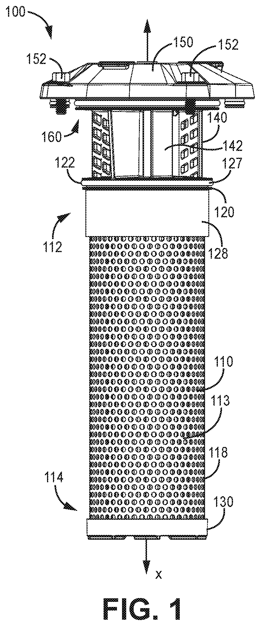 Patent US12318715 — Filter element endcap with shroud — Figure 1