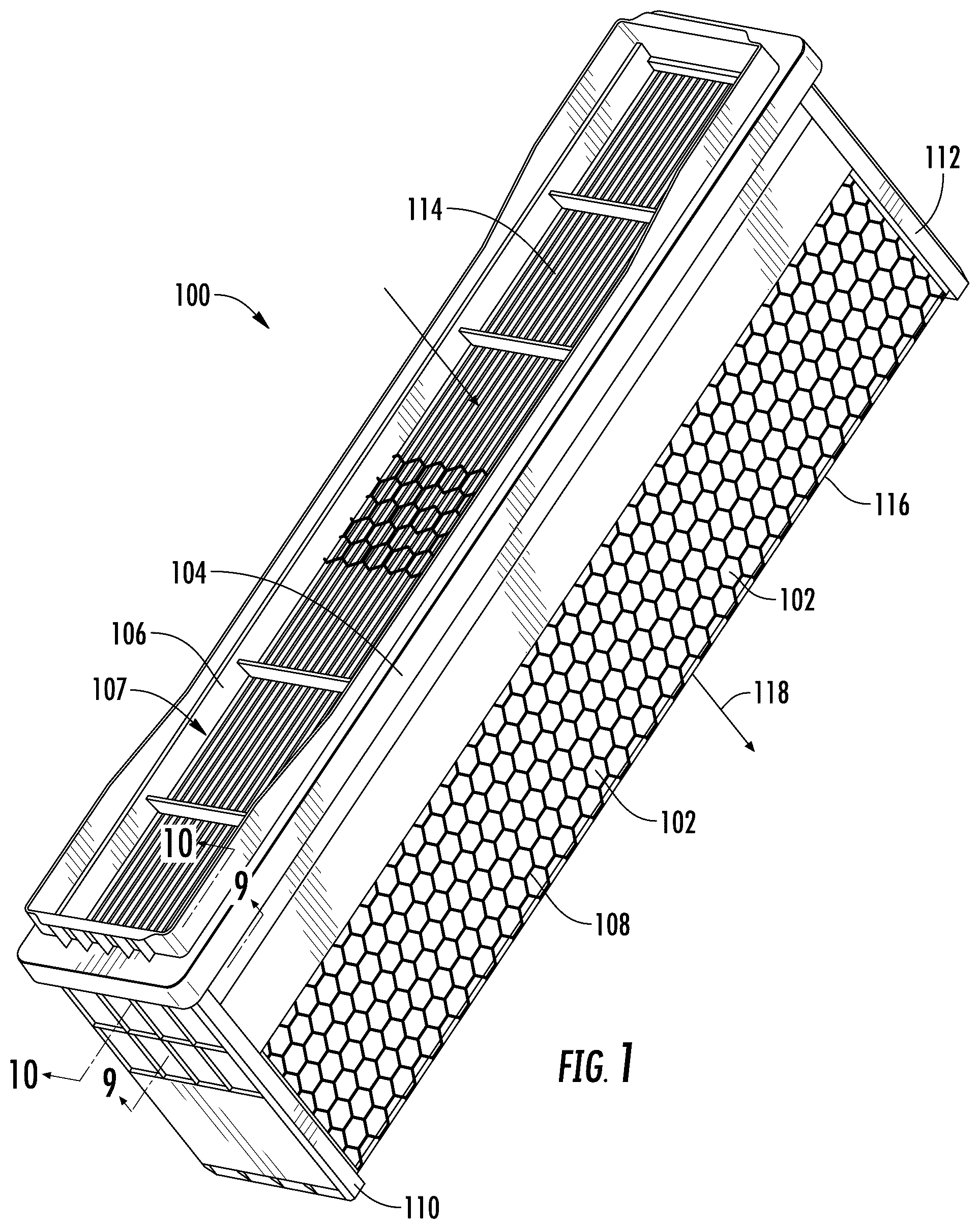 Patent US12318723 — Filter frame with foldable sealing flap — Figure 1