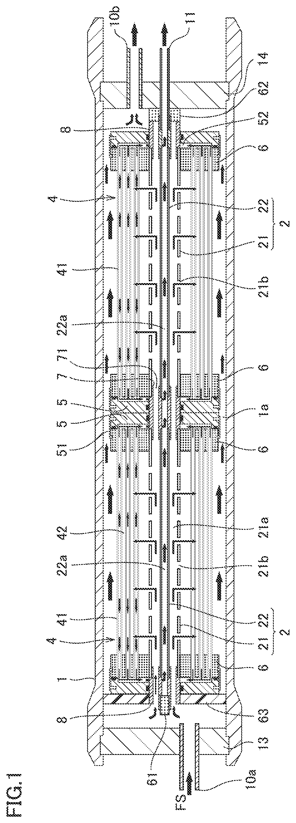 Patent US12318732 Figure 1 – Hollow fiber membrane module