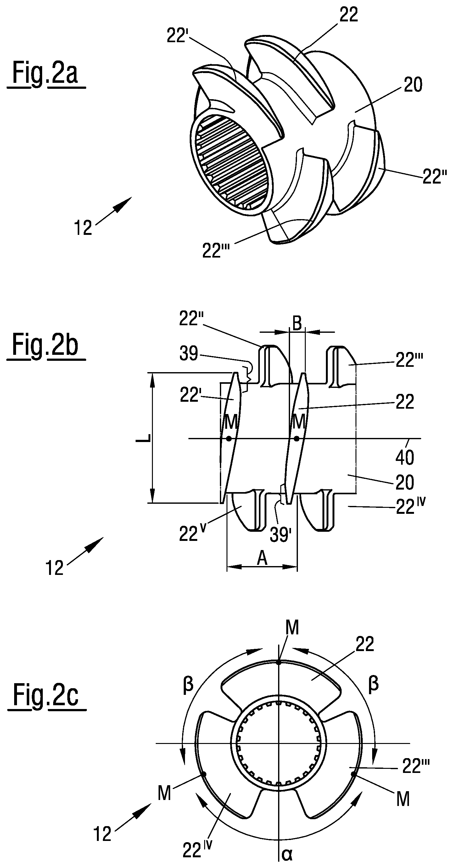 Patent US12318744 Figure 3 – Asymmetrical three-blade screw-type shaft for a mixing and kneading machine