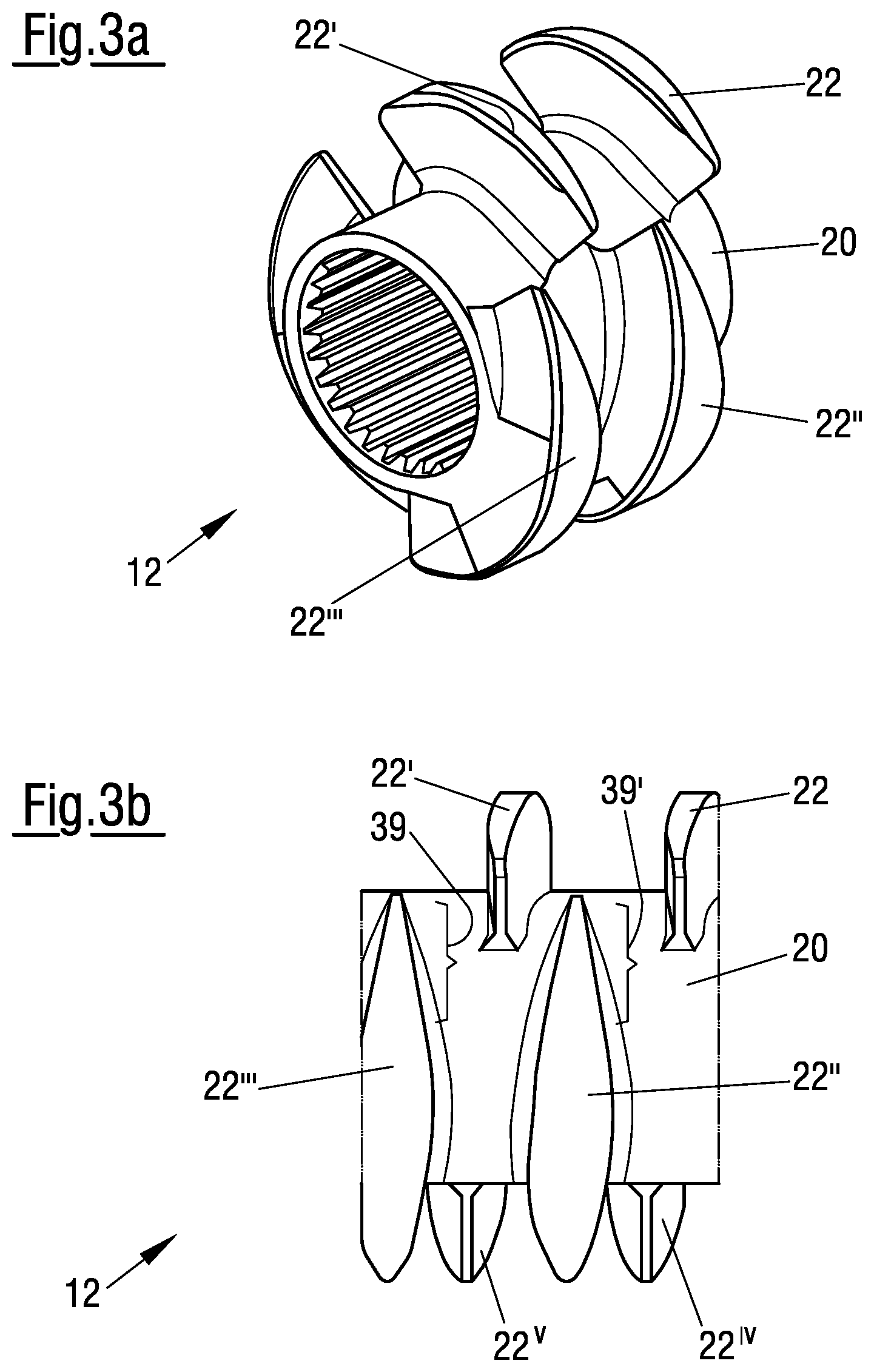 Patent US12318744 Figure 4 – Asymmetrical three-blade screw-type shaft for a mixing and kneading machine