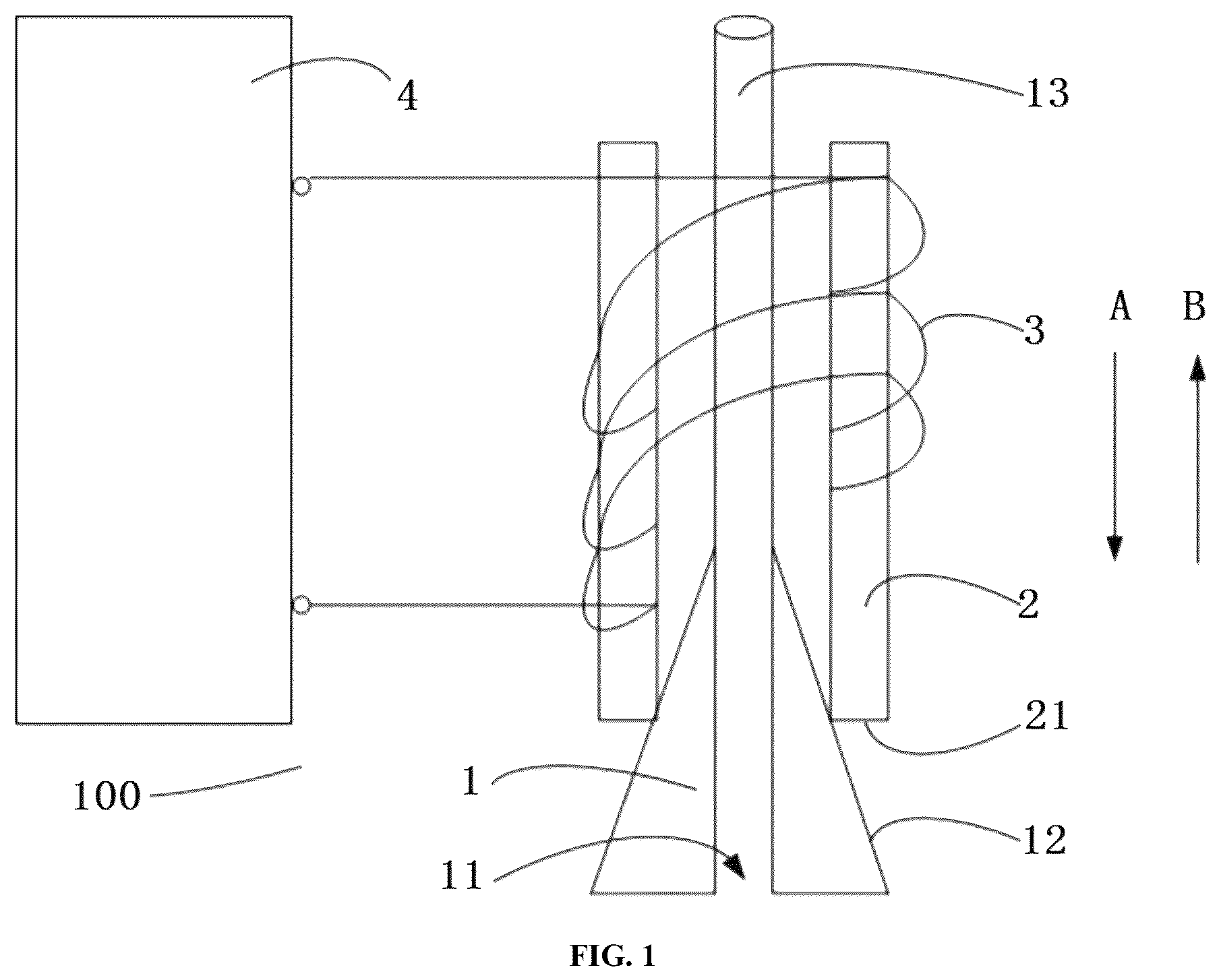 Patent US12318792 Figure 1 – Nozzle device for plant protection unmanned aerial vehicle and droplet diameter control method thereof