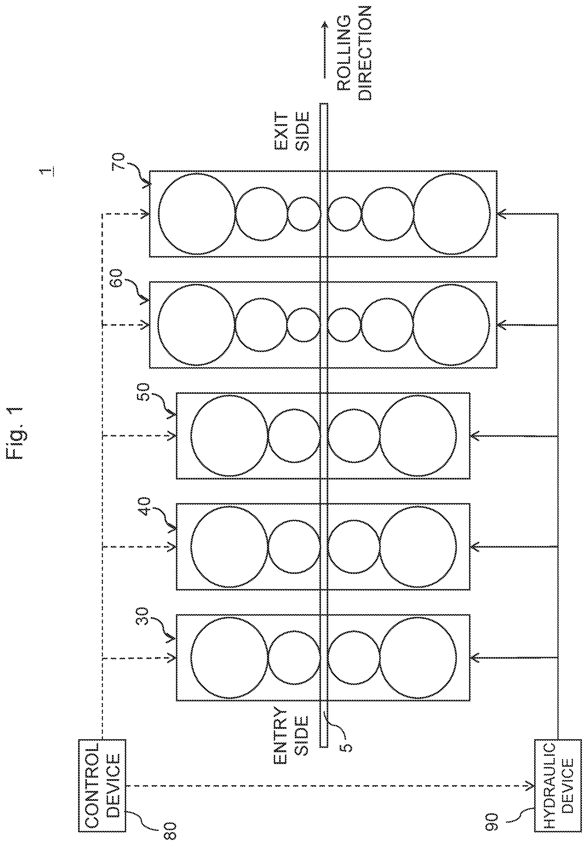 Patent US12318827 — Rolling mill, rolling mill control method, and thrust force supporting method in rolling mill — Figure 1