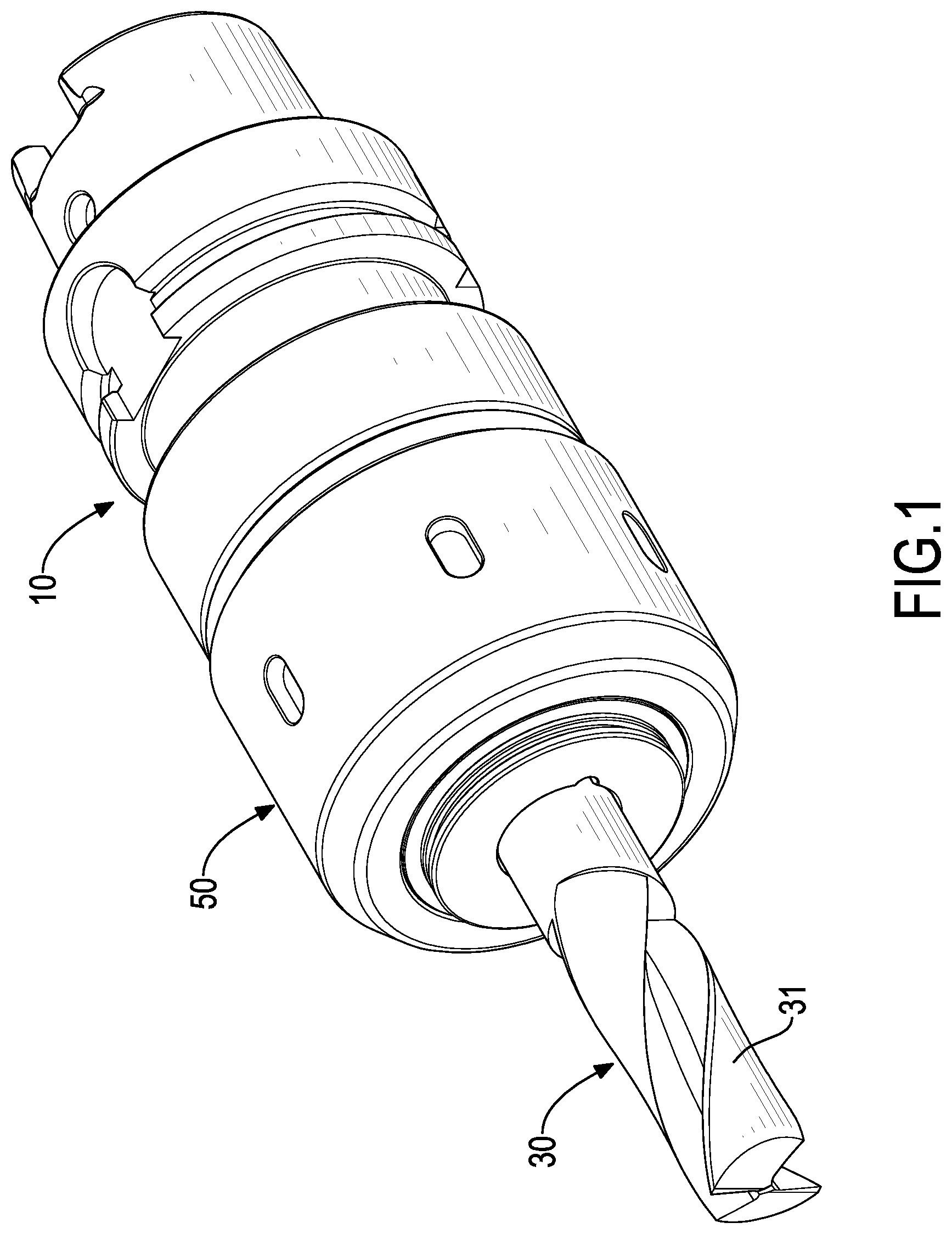 Patent US12318847 Figure 1 – Cutter holder assembly capable of reducing longitudinal assembling gap between cutter and collet