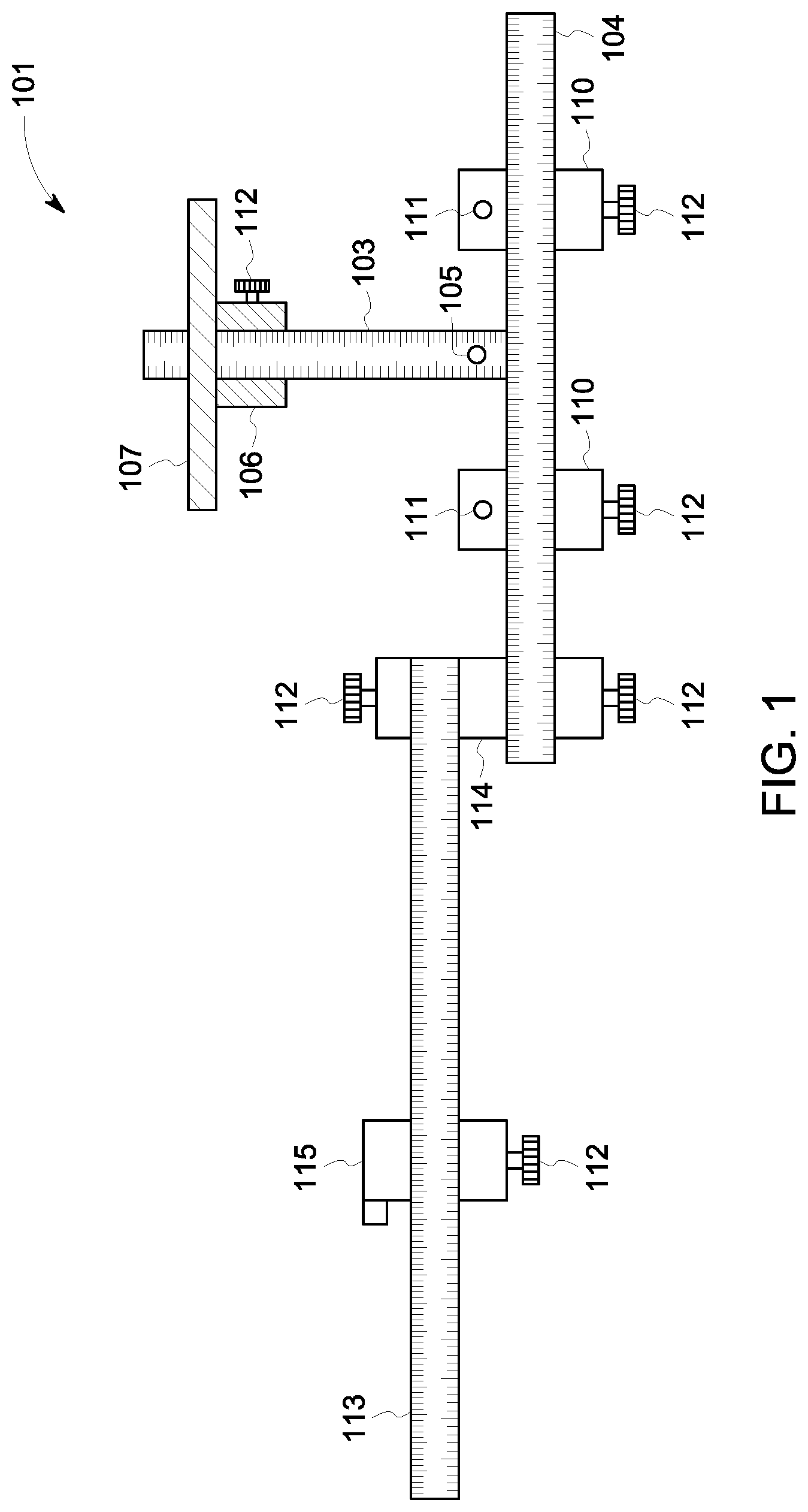 Patent US12318849 — Adjustable drill jig system and method of use — Figure 1