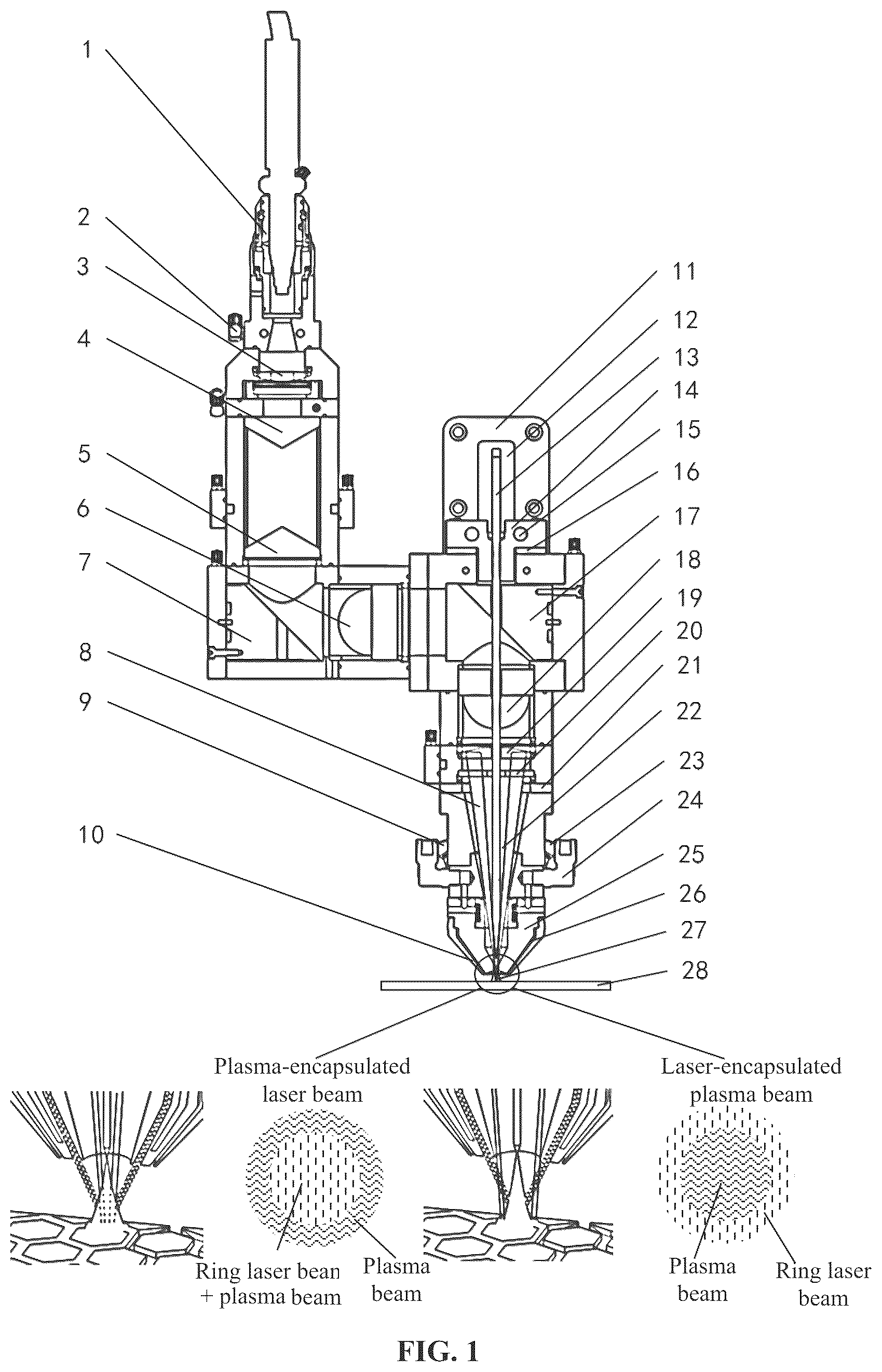 Patent US12318867 — Laser-plasma composite cladding head and composite cladding method — Figure 1