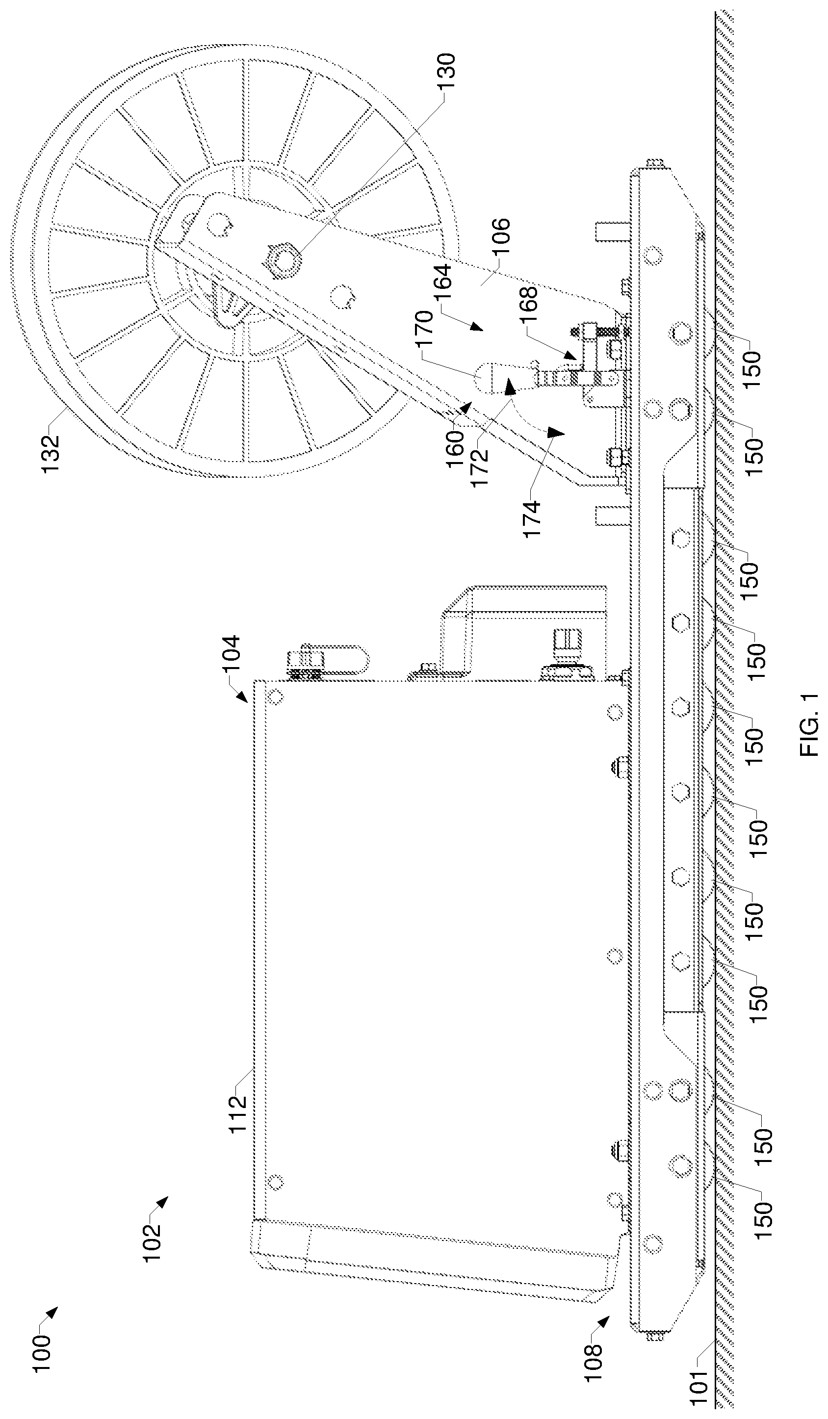 Patent US12318873 — Welding systems with a rolling support base having a brake — Figure 1