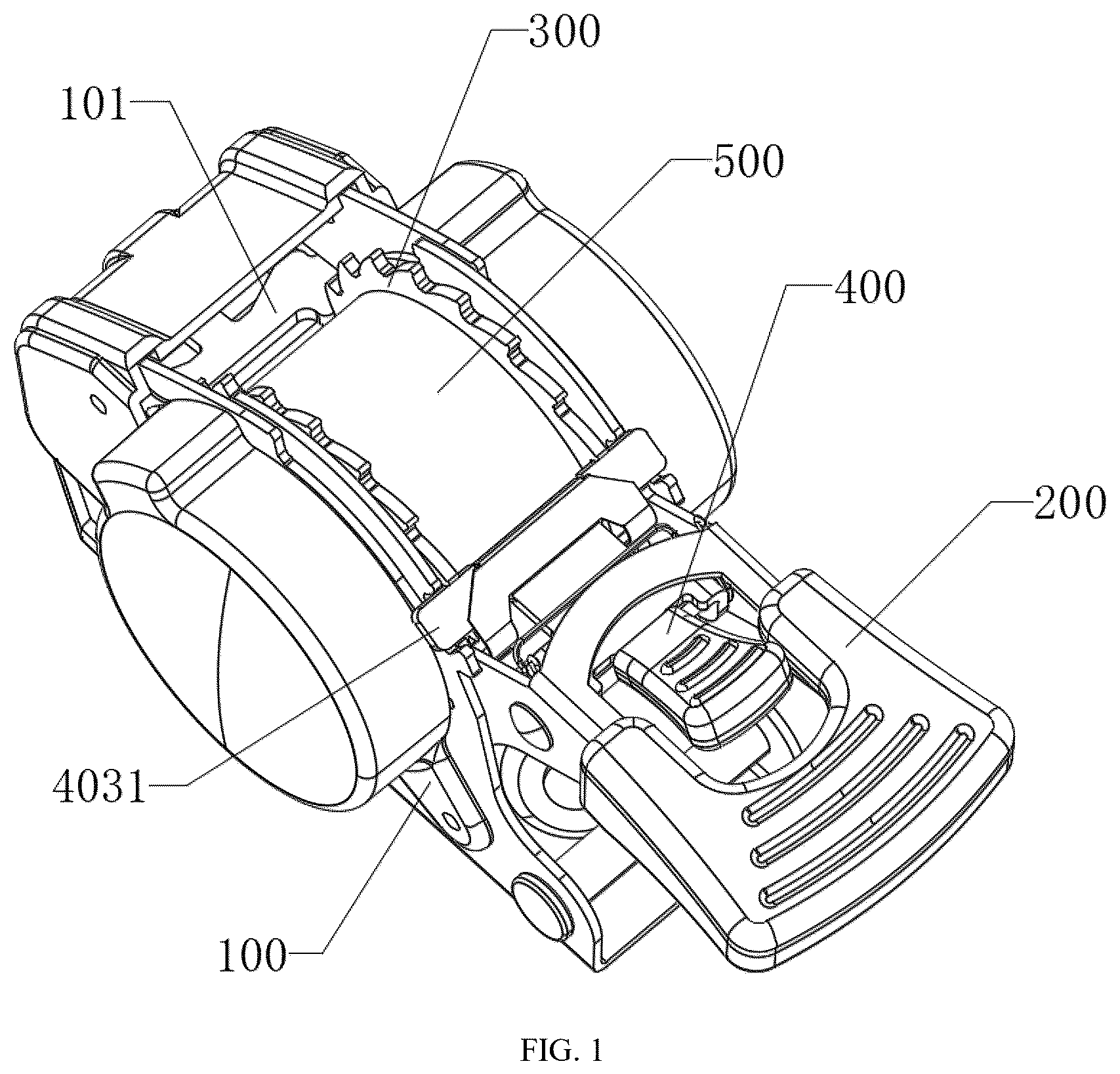 Patent US12318894 — Ratchet-type tensioning device — Figure 1