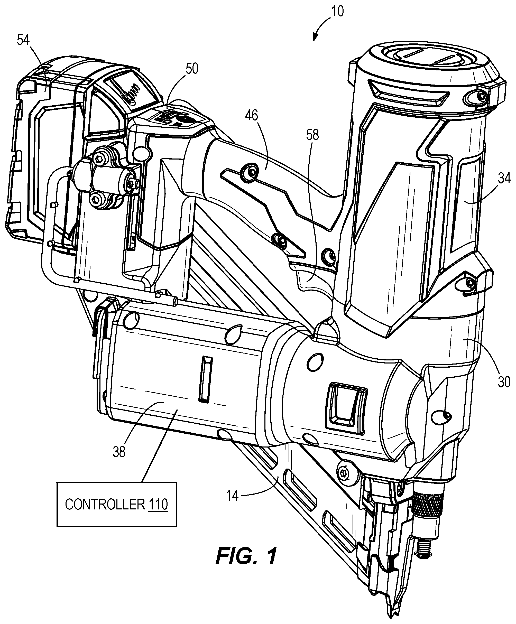 Patent US12318899 Figure 1 – Powered fastener driver