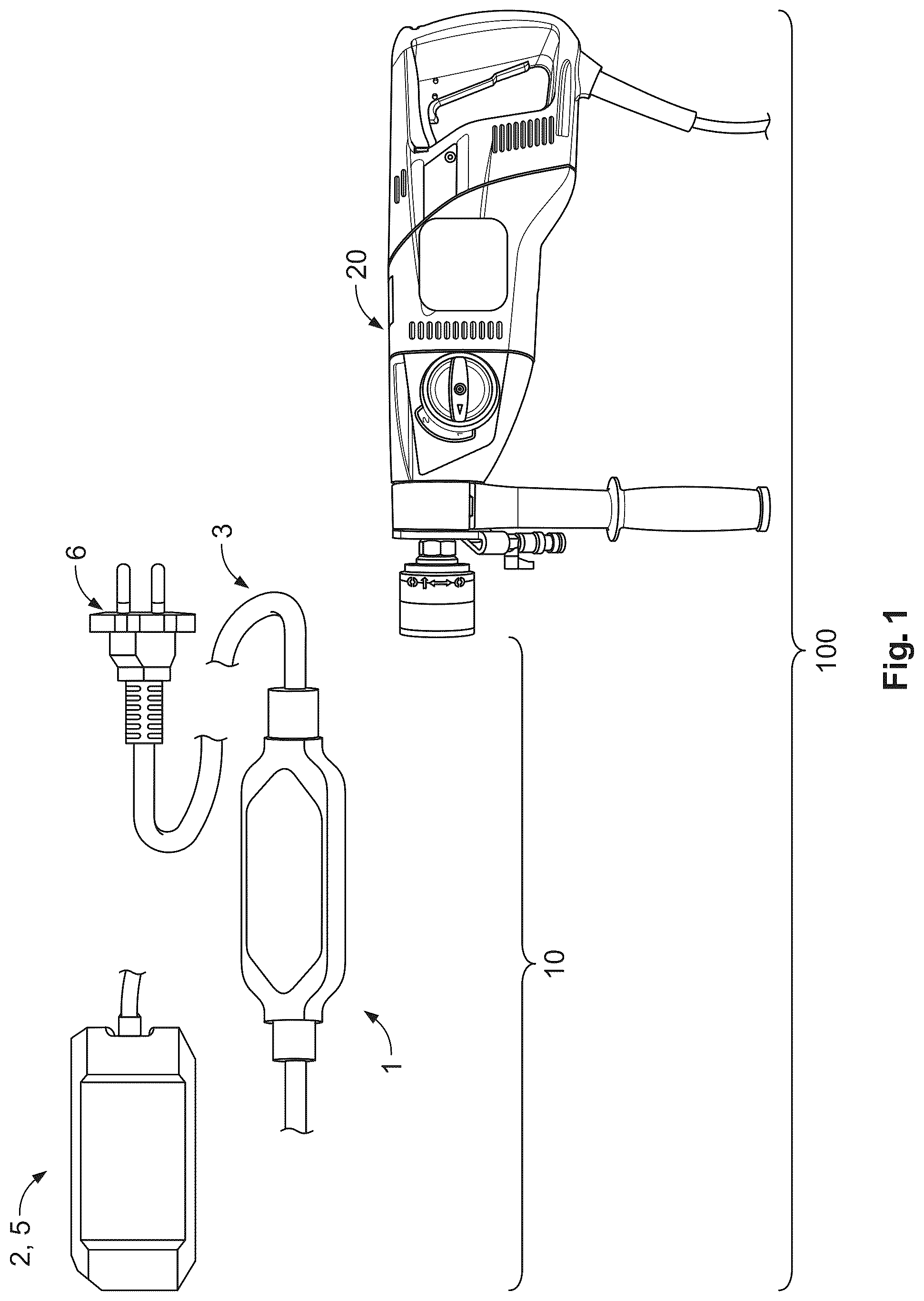 Patent US12318905 — Apparatus and system for supplying a power tool with electrical energy, and use of the apparatus for this purpose — Figure 1
