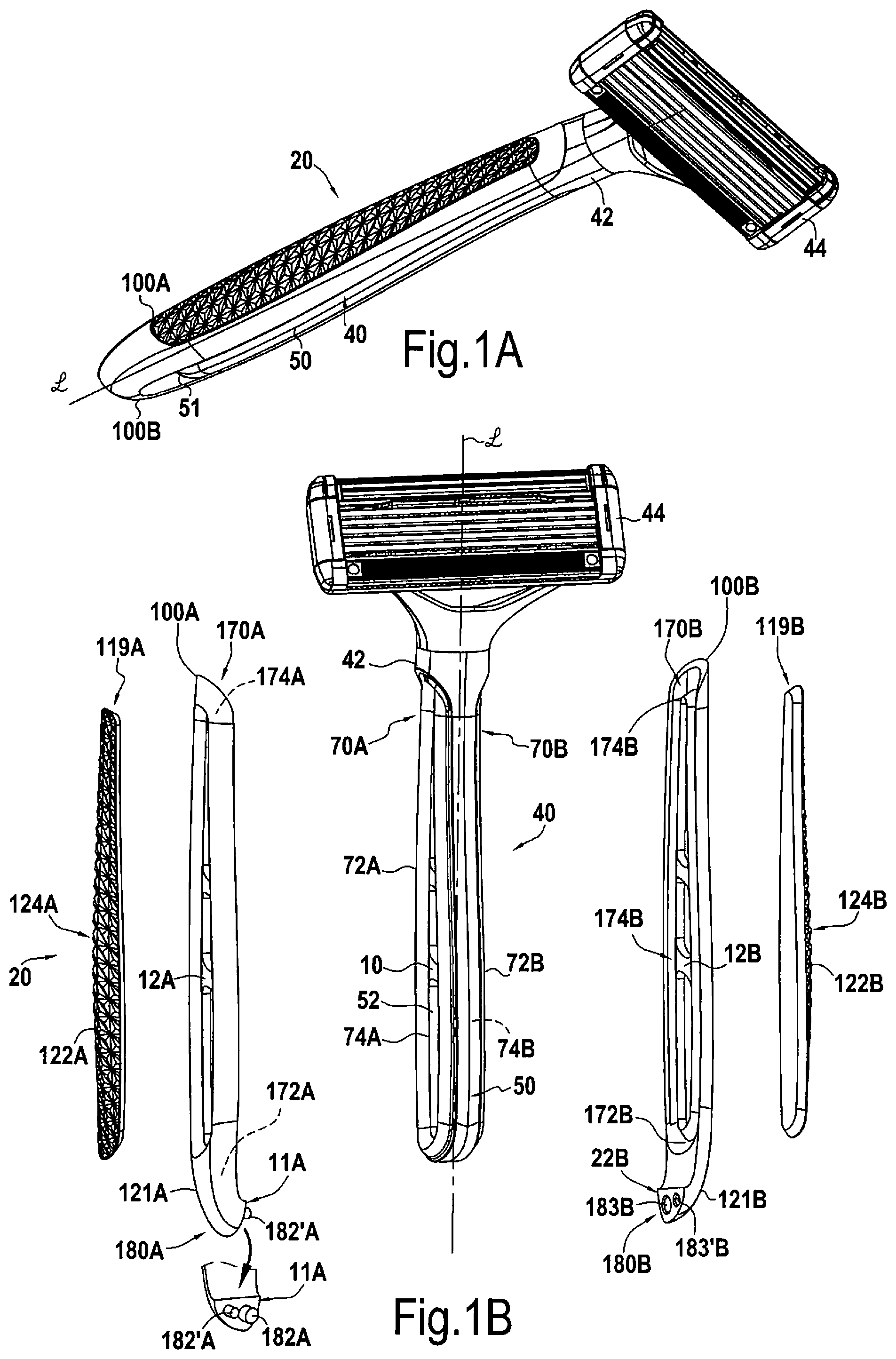 Patent US12318955 — Handle assembly and recycling process therefor — Figure 1