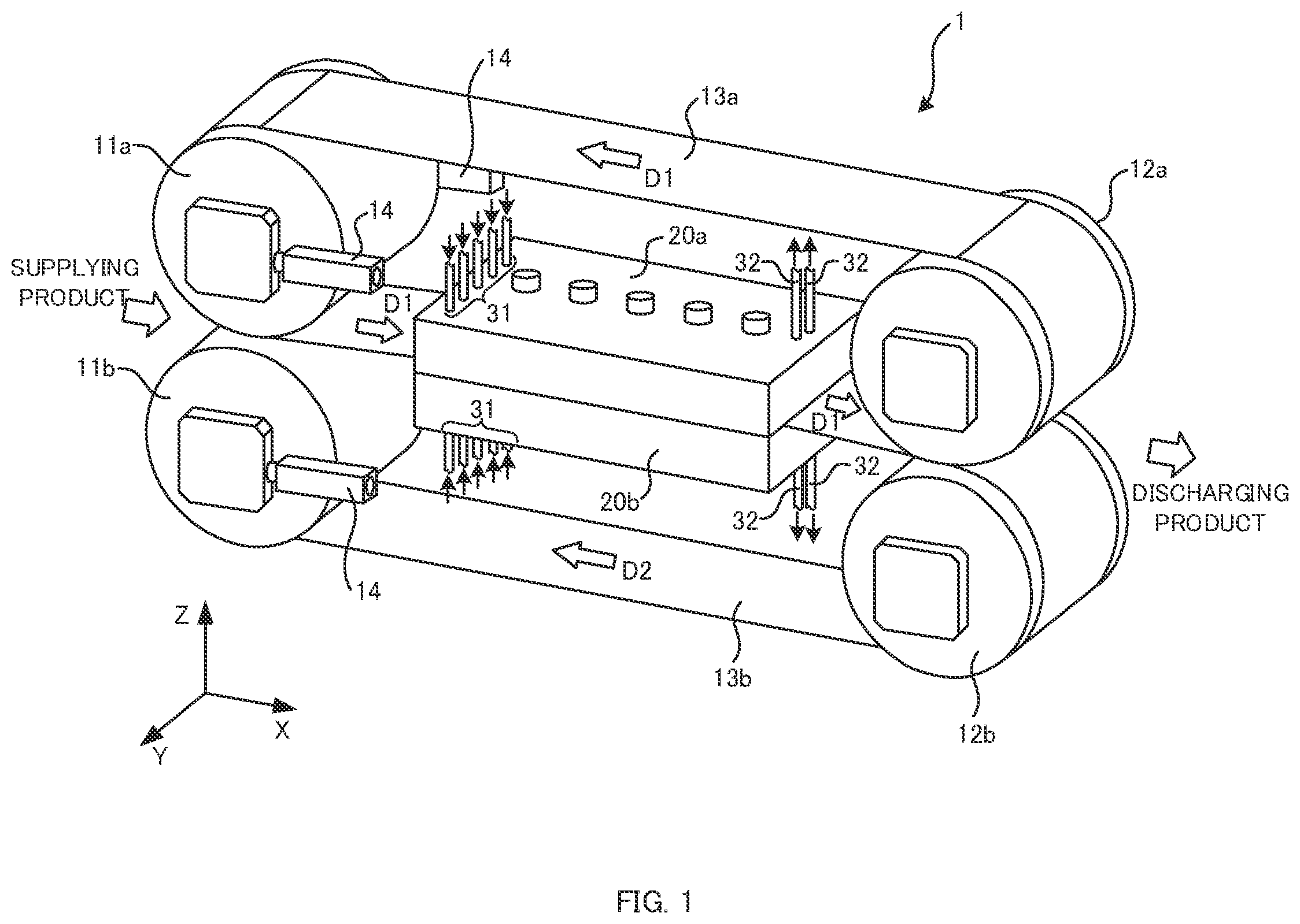 Patent US12318972 Figure 1 – Double-belt press