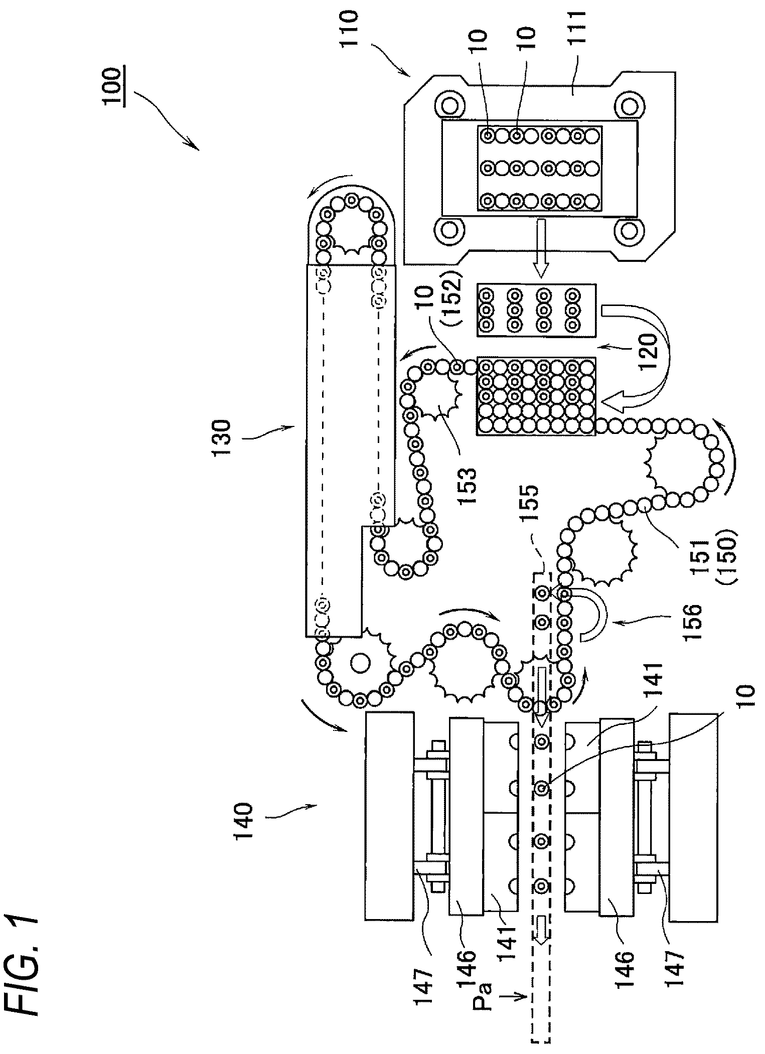 Patent US12318990 — Resin container manufacturing device and manufacturing method — Figure 1