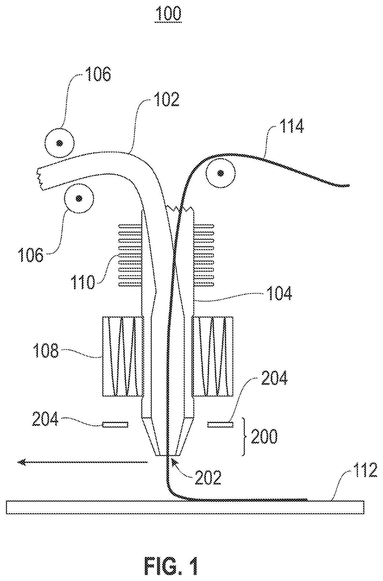 Patent US12318998 Figure 1 – Three-dimensional printer nozzle for programmatic nozzle opening cross-sectional profile control