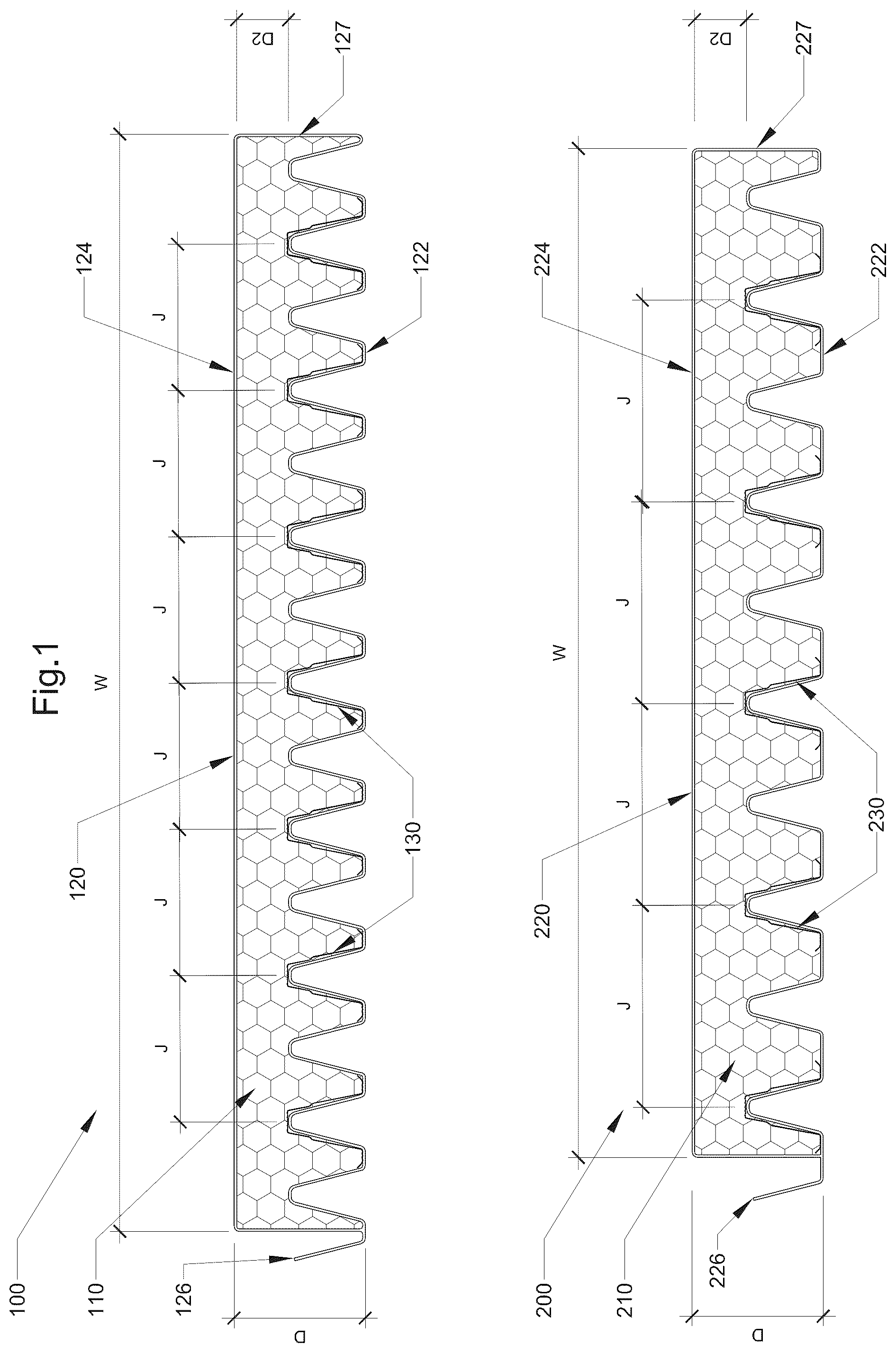 Patent US12319011 Figure 1 – Sandwich panel and building module