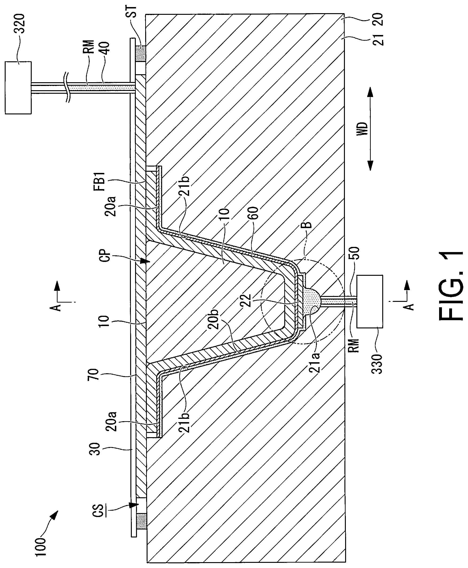 Patent US12319019 — Fiber-reinforced composite material molding apparatus and fiber-reinforced composite material molding method — Figure 1