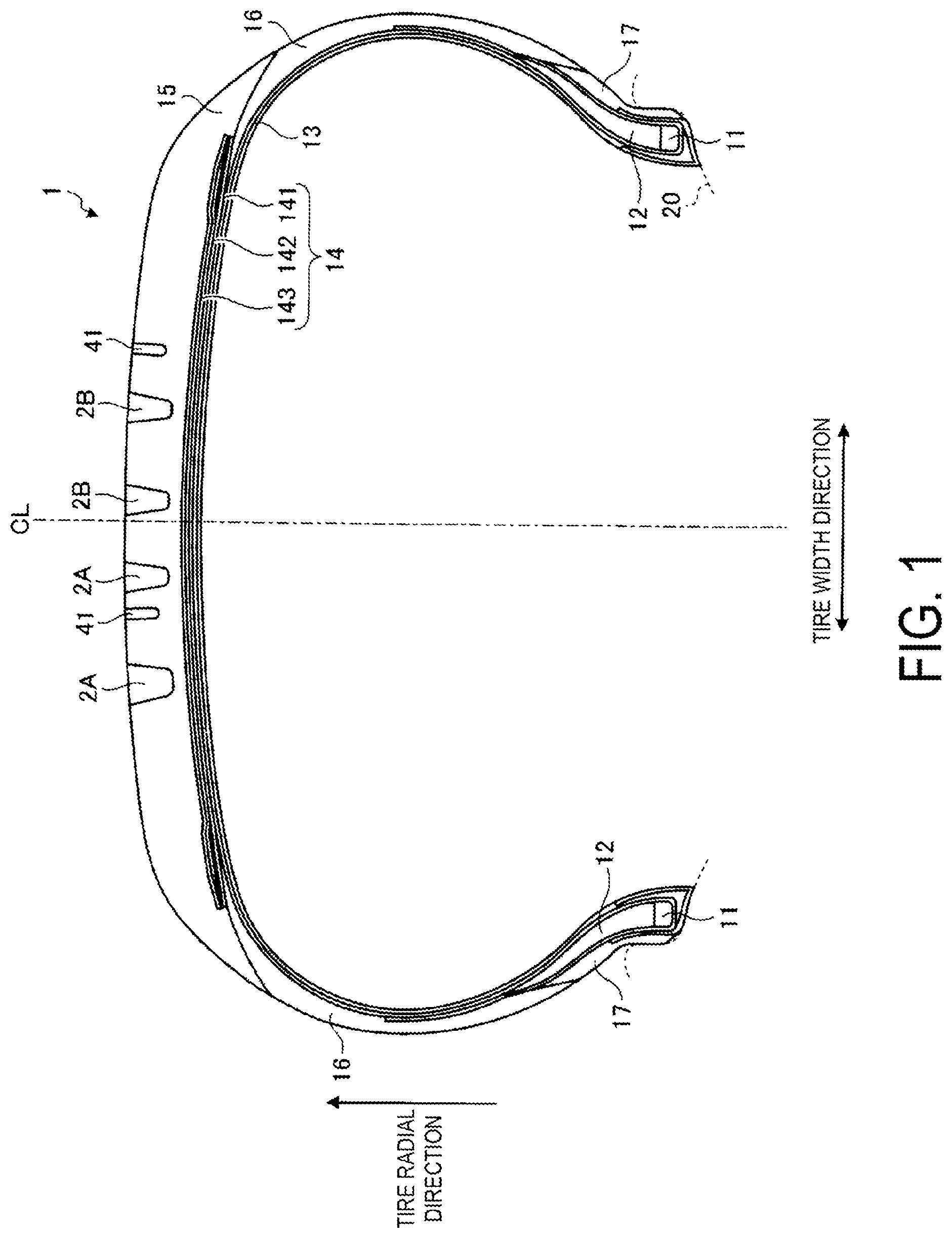 Patent US12319093 — Pneumatic tire — Figure 1