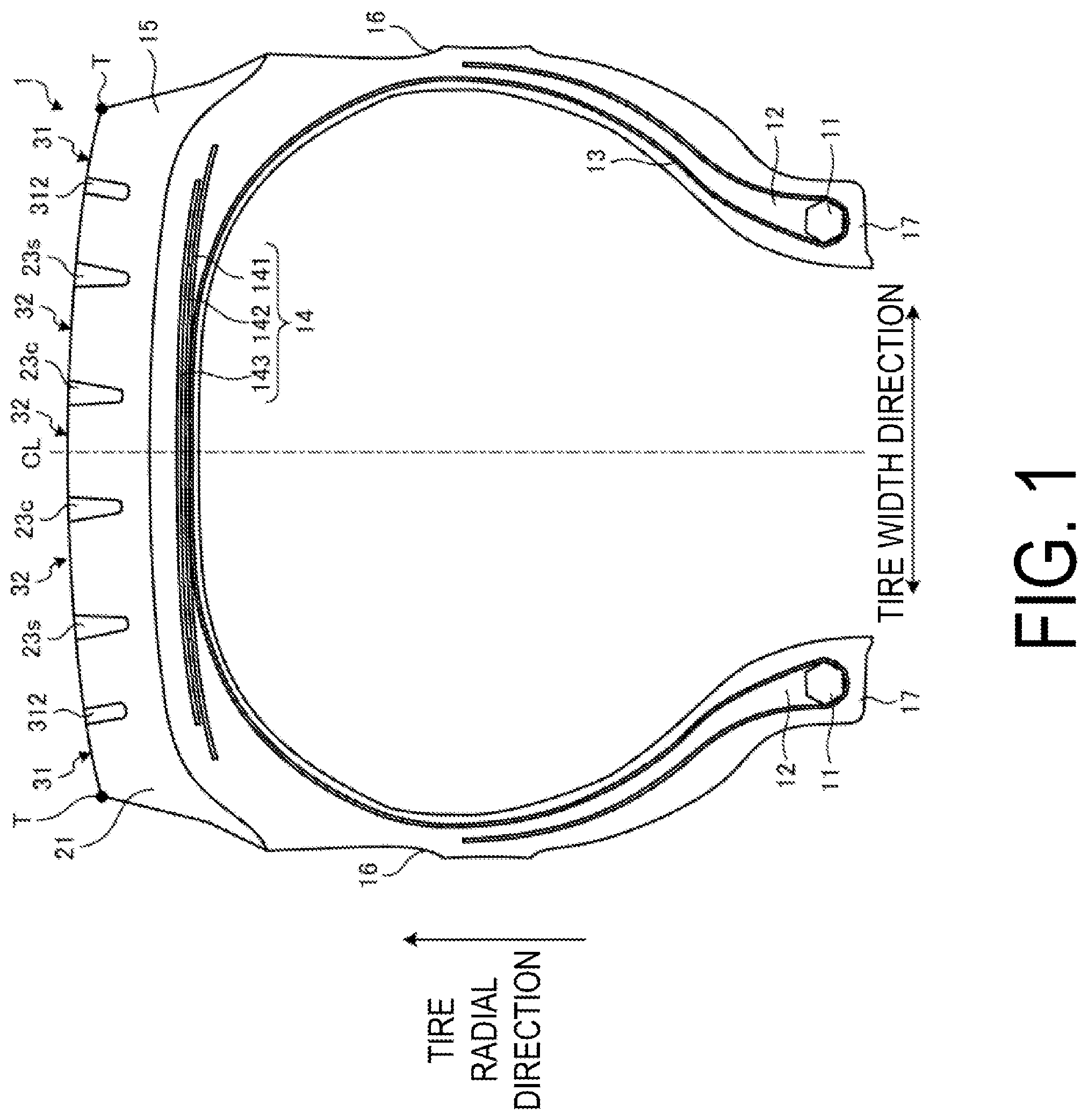 Patent US12319096 — Tire — Figure 1