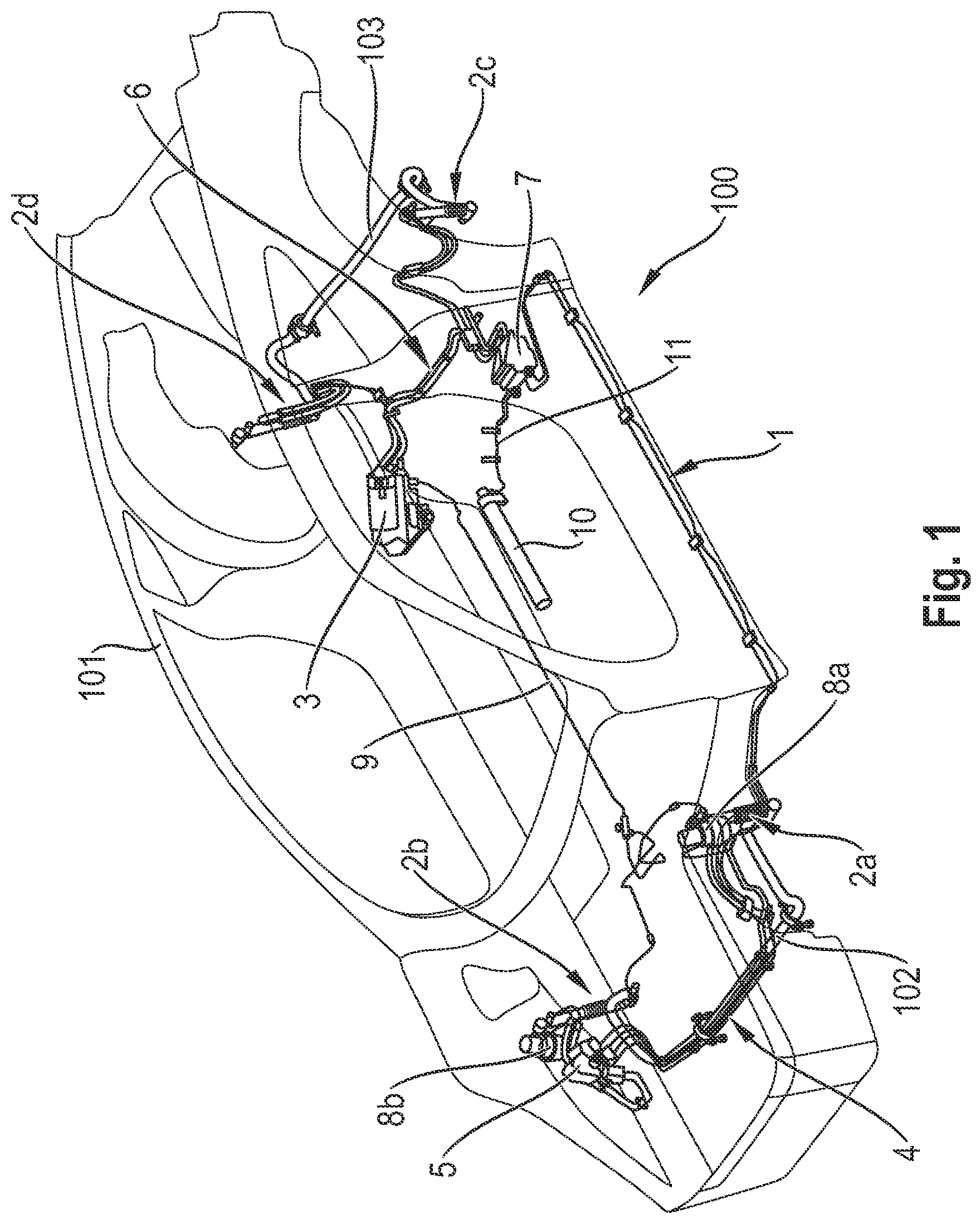 Patent US12319111 — Hydraulic system of an active chassis of a motor vehicle — Figure 1