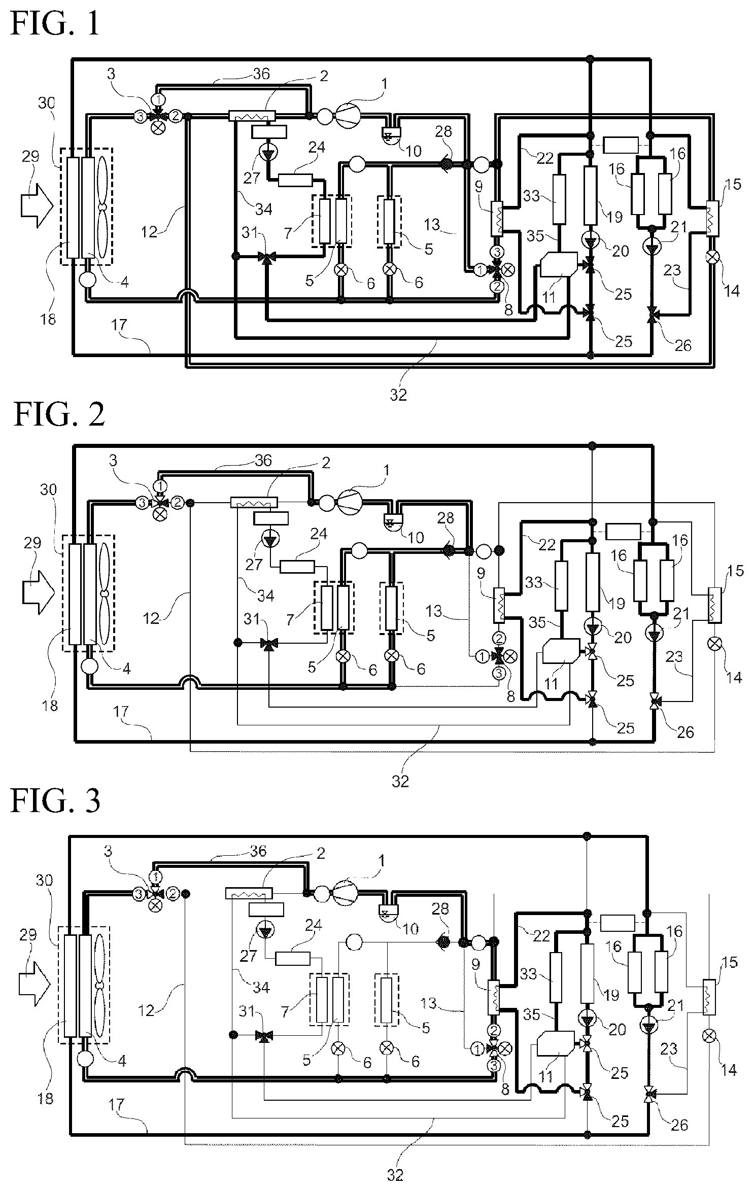 Patent US12319127 — Heat pump arrangement with indirect battery heating for battery-operated motor vehicles and method of operating a heat pump arrangement — Figure 1