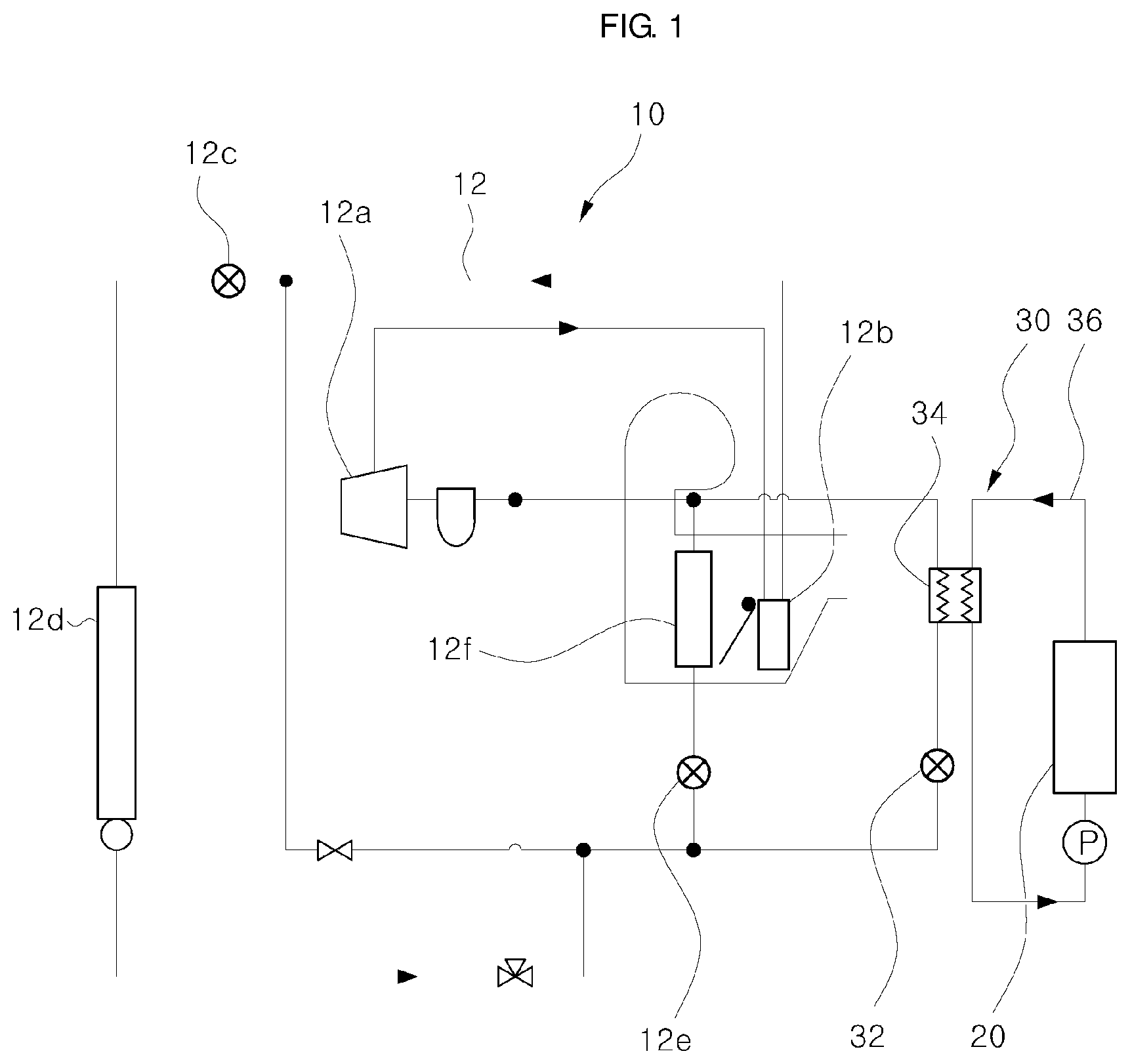 Patent US12319128 — Vehicular heat management system — Figure 1