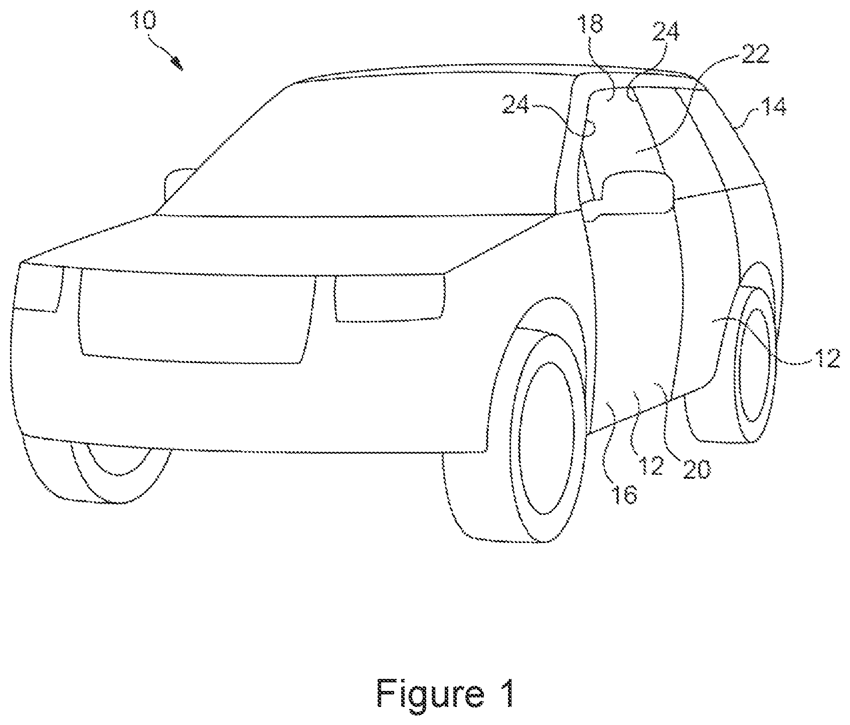 Patent US12319130 Figure 1 – Vehicle door assembly