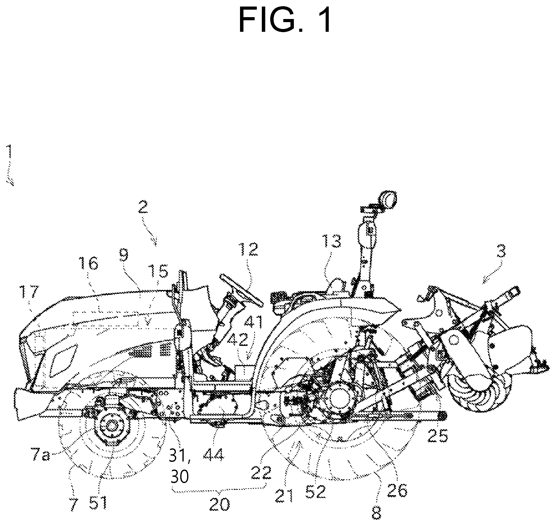 Patent US12319134 Figure 1 – Electric tractor