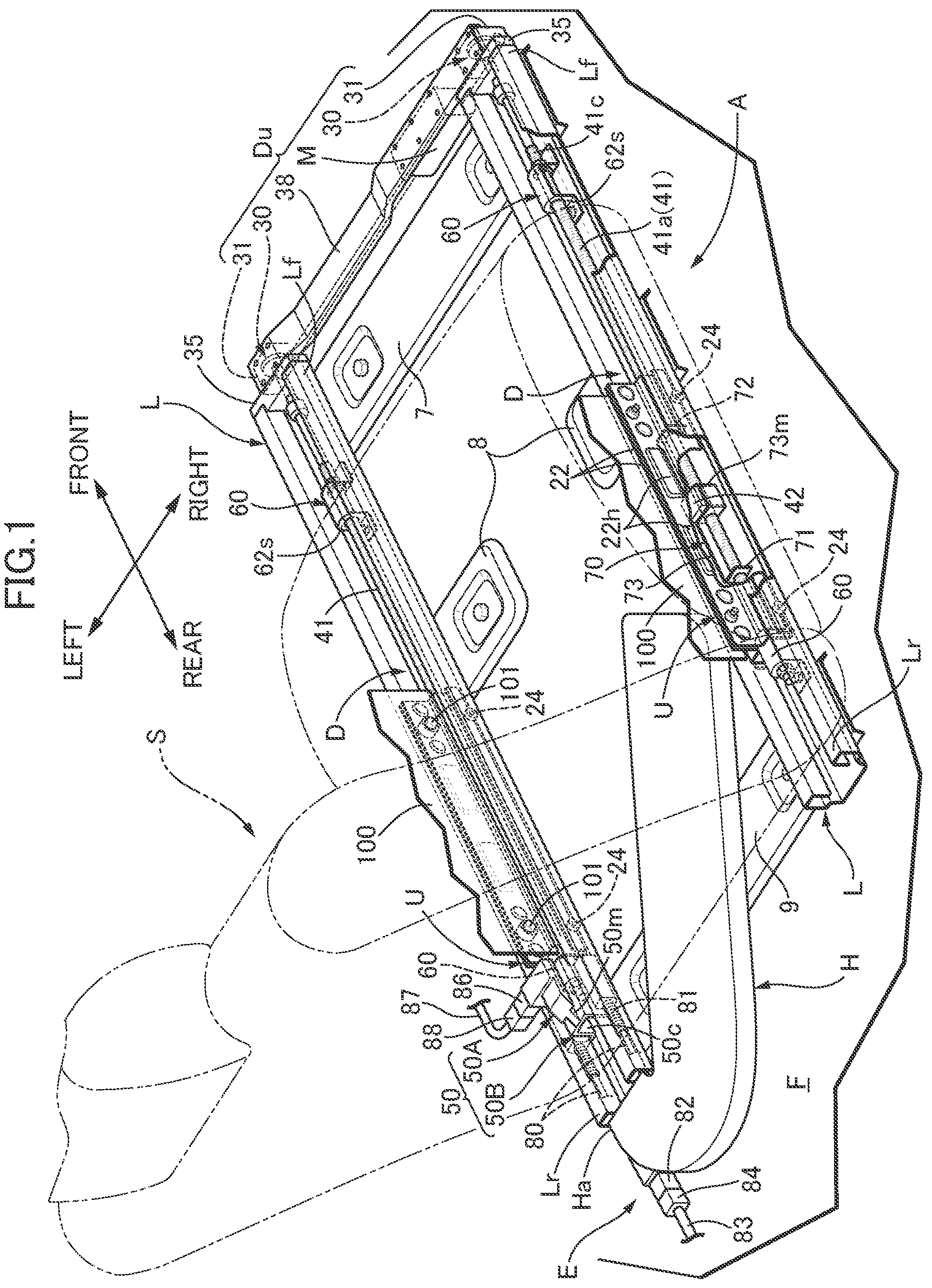 Patent US12319174 — Adjusting device of front and rear positions of seat — Figure 1