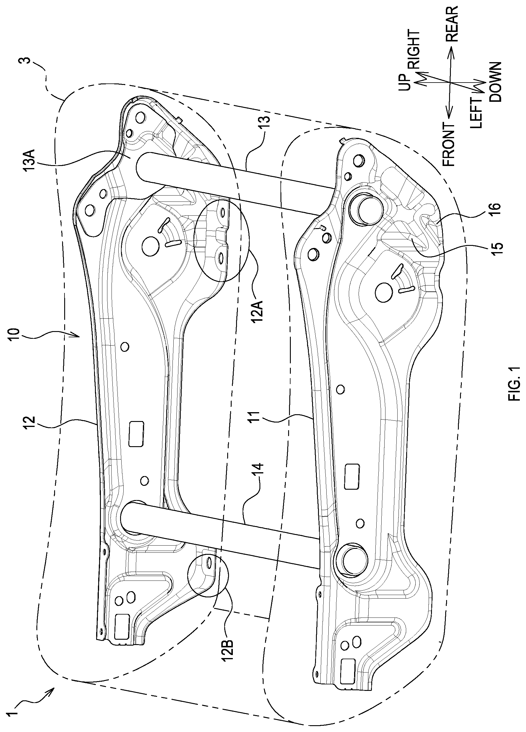 Patent US12319181 Figure 1 – Cushion frame