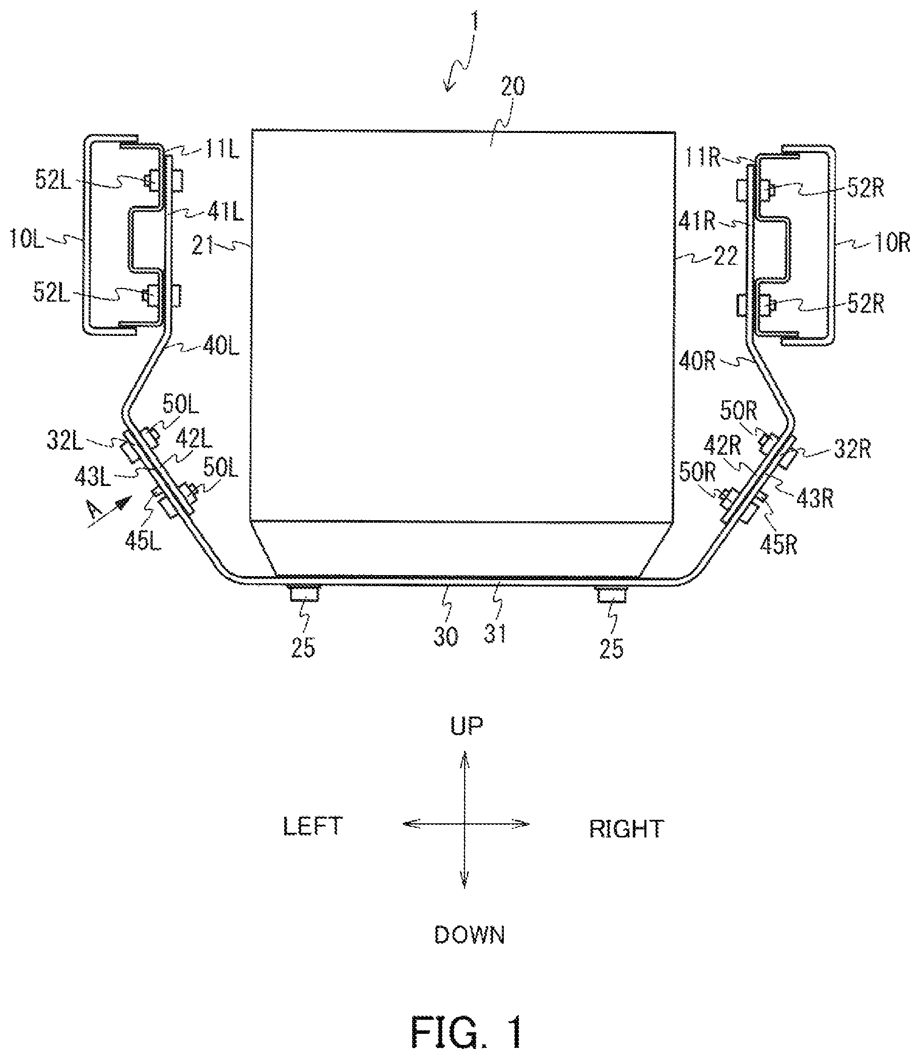 Patent US12319212 — Battery fixing structure — Figure 1