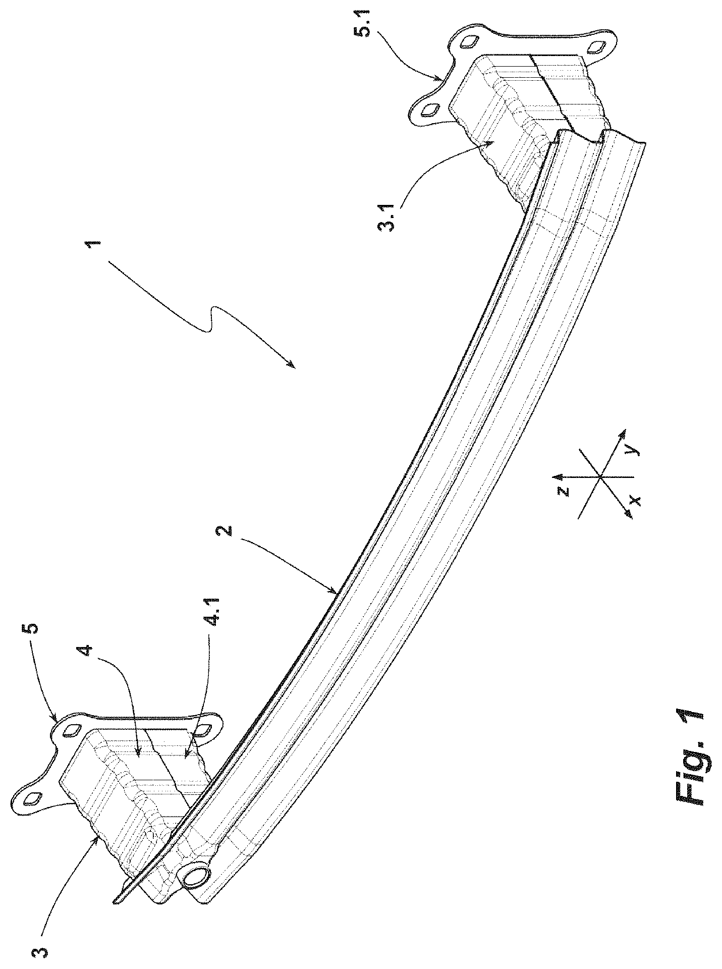 Patent US12319217 — Bumper crossbeam for a motor vehicle — Figure 1