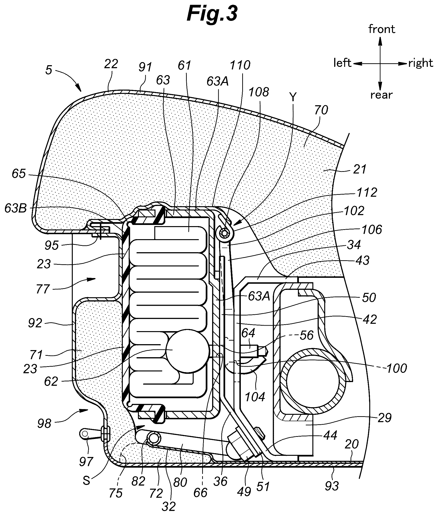 Patent US12319220 Figure 3 – Vehicle seat