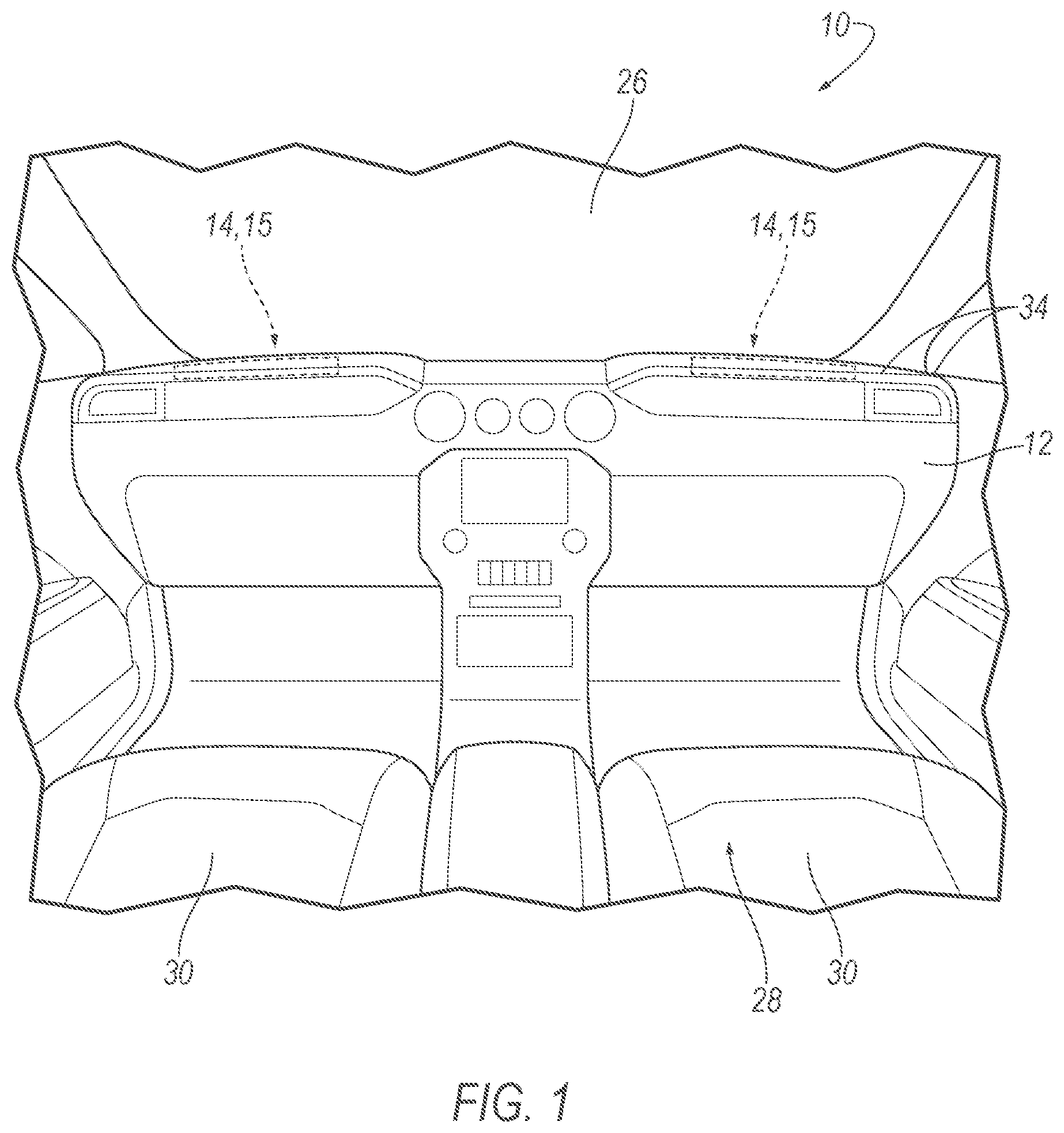 Patent US12319222 — Airbag assembly including deployable panel — Figure 1