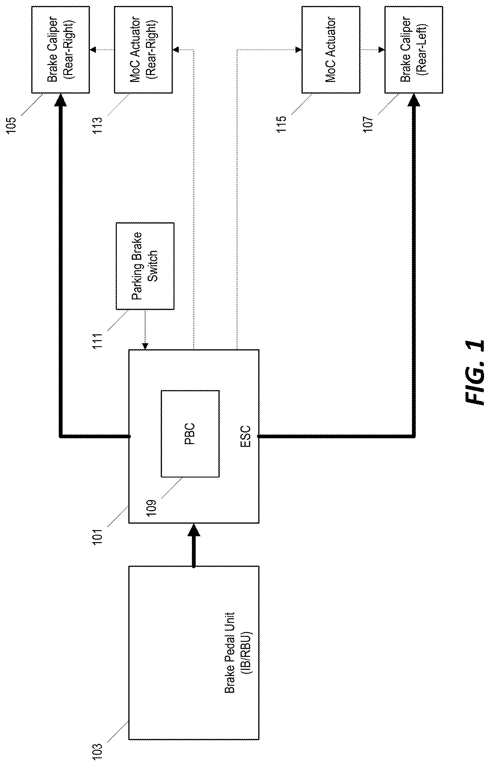 Patent US12319249 — Distributed electric park brake control — Figure 1