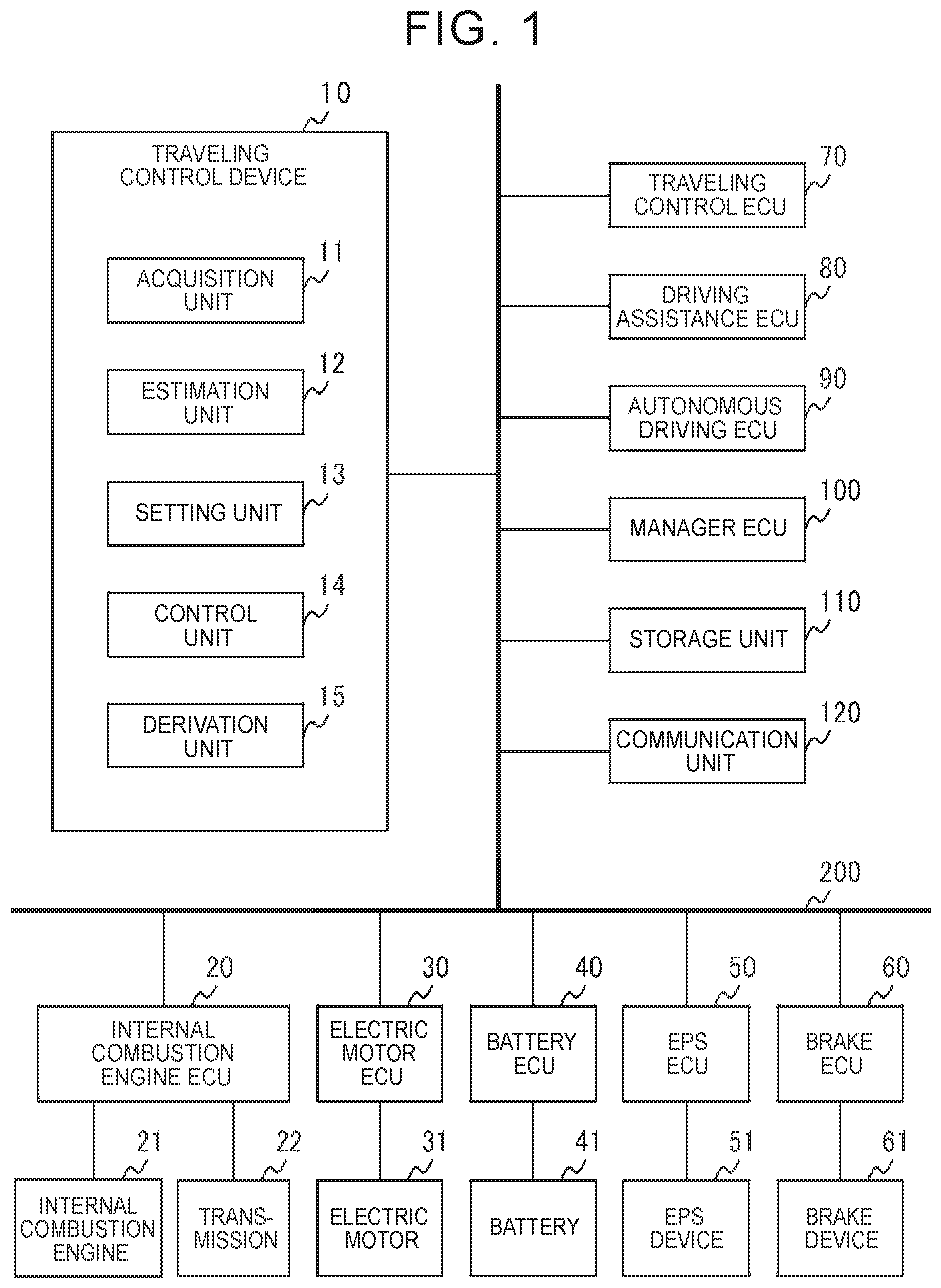 Patent US12319268 — Traveling control device for vehicle, traveling control method, and storage medium — Figure 1