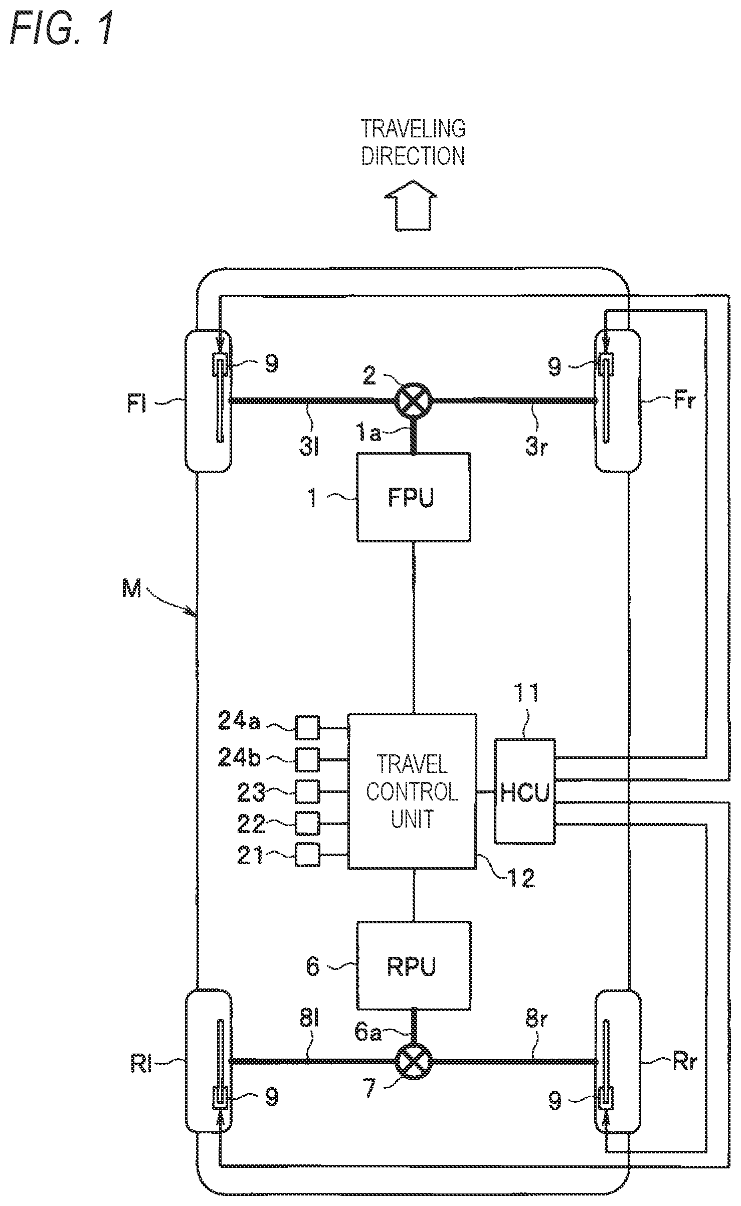 Patent US12319273 — Turning behavior control device for vehicle — Figure 1