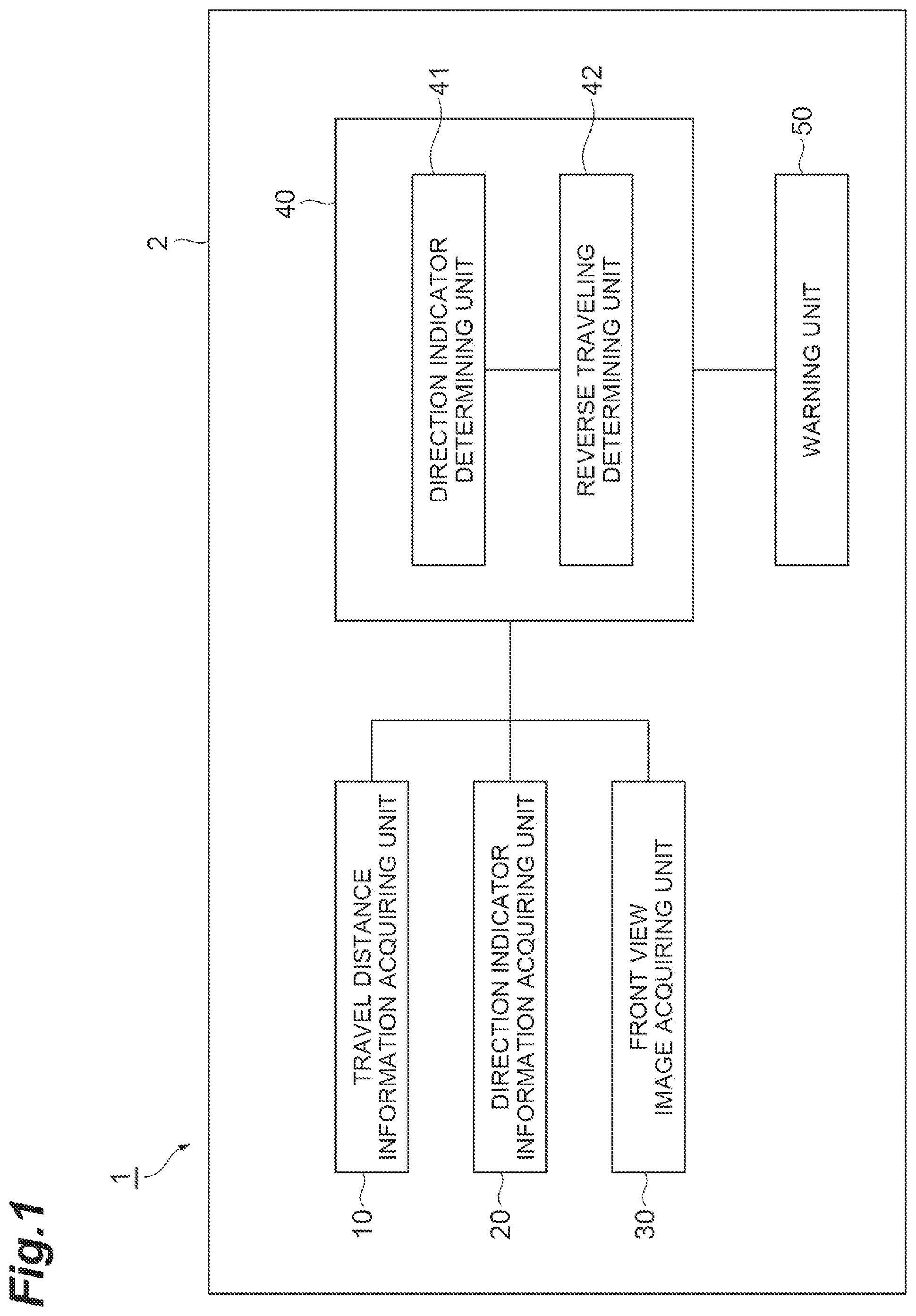 Patent US12319296 — Reverse traveling determination device — Figure 1