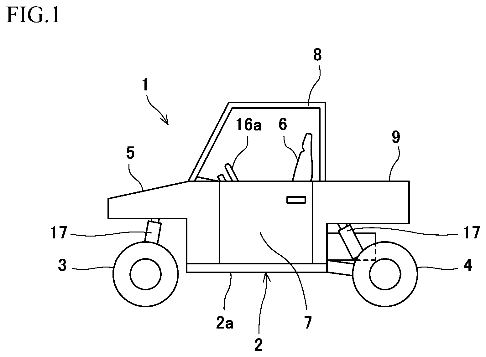 Patent US12319309 — Control requirement determiner, rough terrain vehicle, and control requirement determining method for calculating surface unevenness — Figure 1