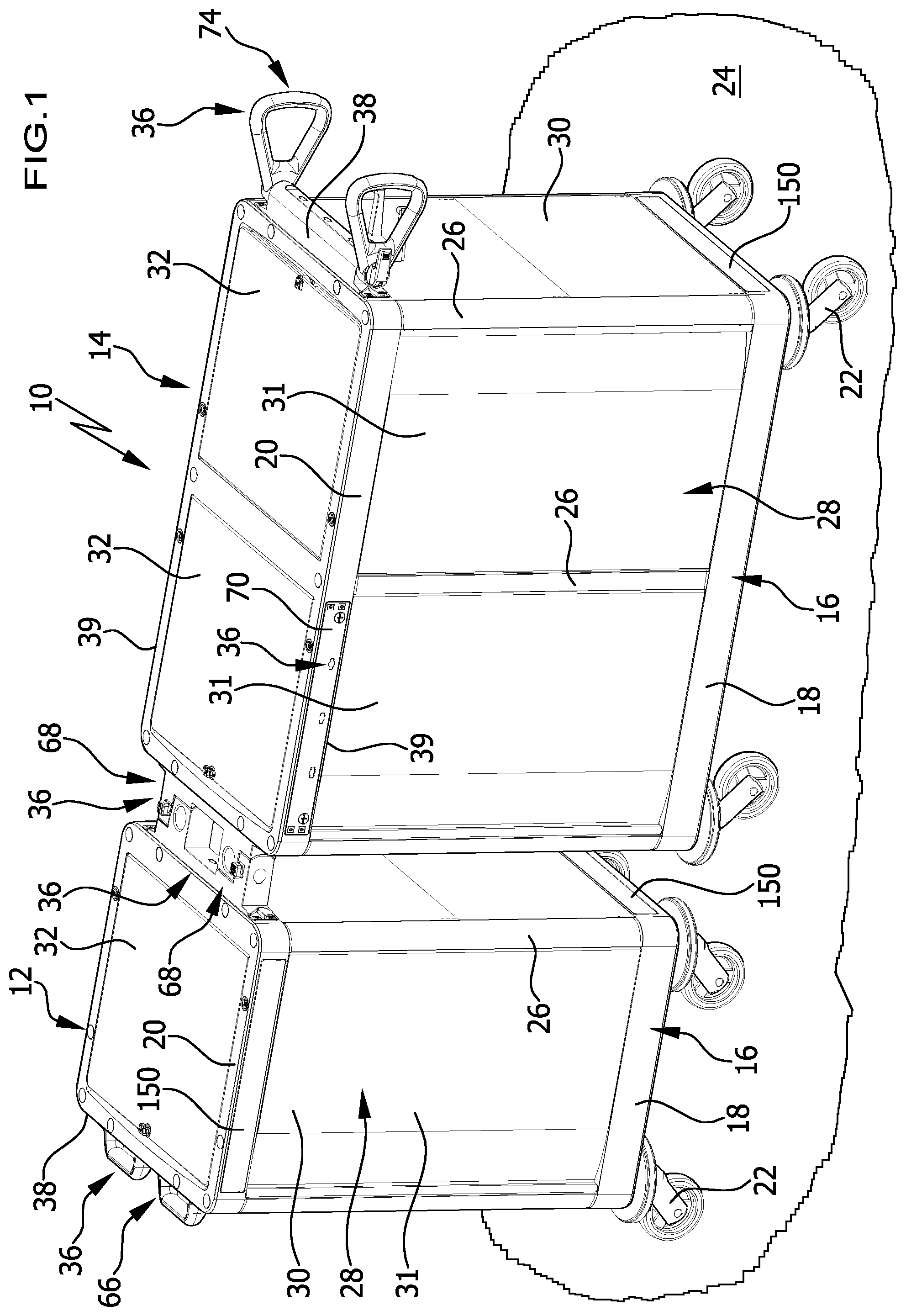 Patent US12319332 — Cleaning system comprising at least one hand-guided cleaning cart and two or more functional devices — Figure 1