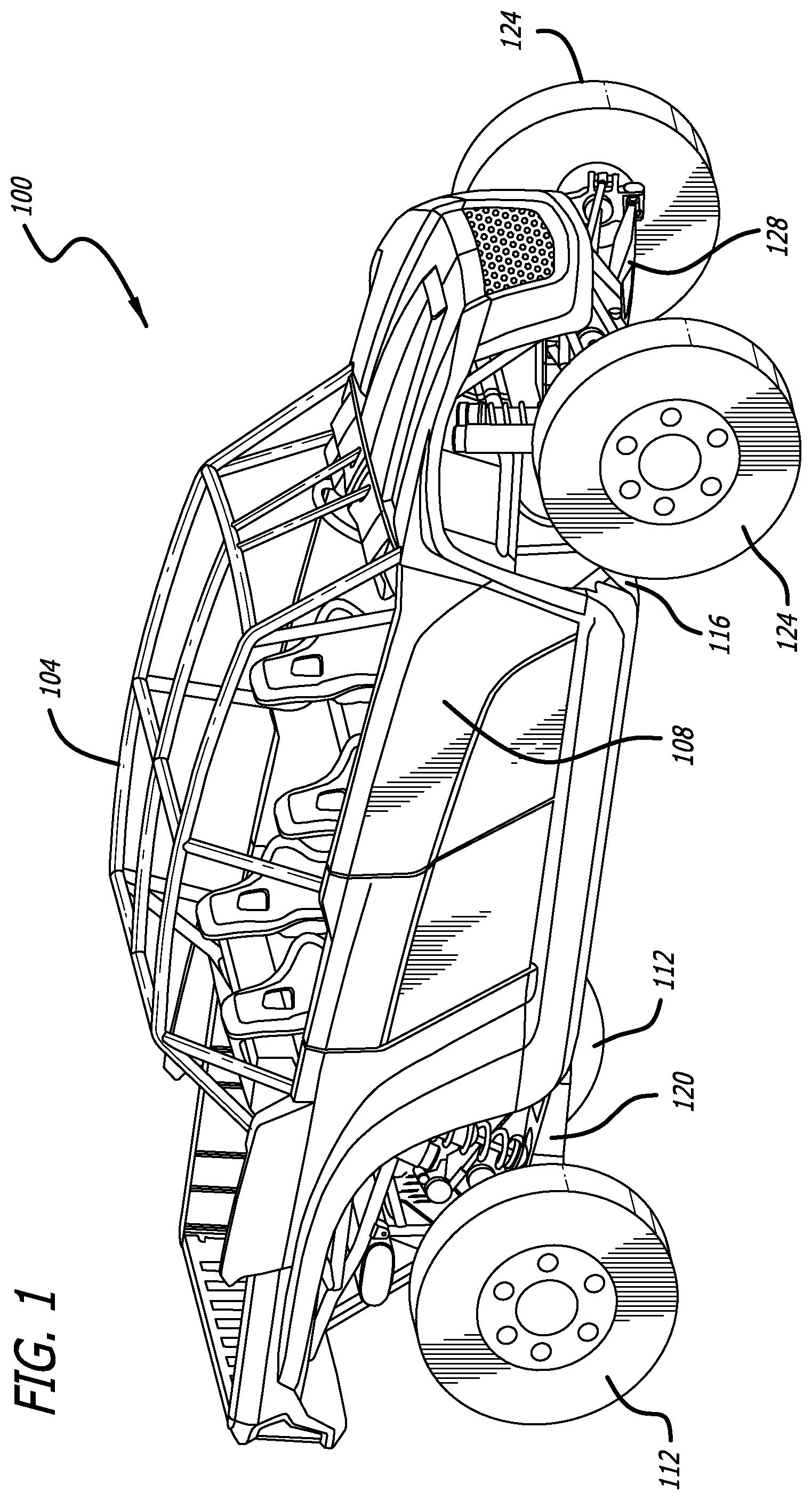 Patent US12319343 — Suspended rear-mount drivetrain assembly — Figure 1