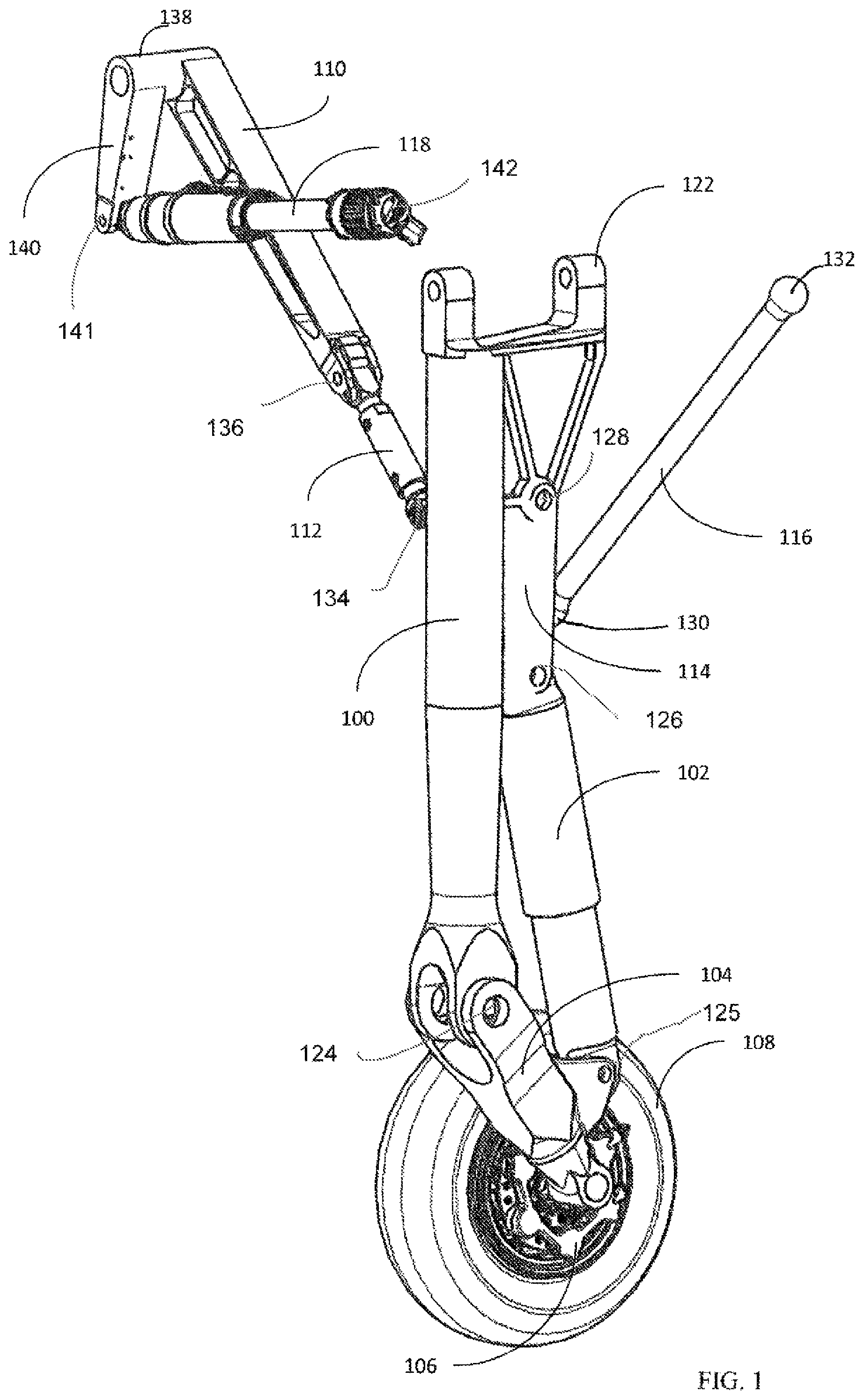 Patent US12319405 — Folding trailing arm landing gear — Figure 1